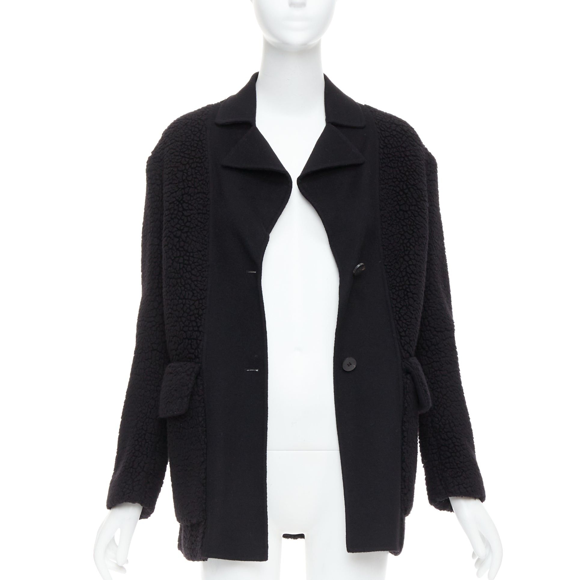 Dior DIOR 100% cashmere black teddy textured pocketed coat FR34 XS Size XS / US 0-2 / IT 36-38 - 3 Thumbnail