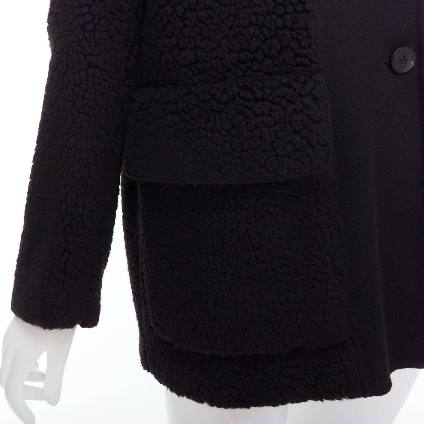 Dior DIOR 100% cashmere black teddy textured pocketed coat FR34 XS Size XS / US 0-2 / IT 36-38 - 8 Thumbnail