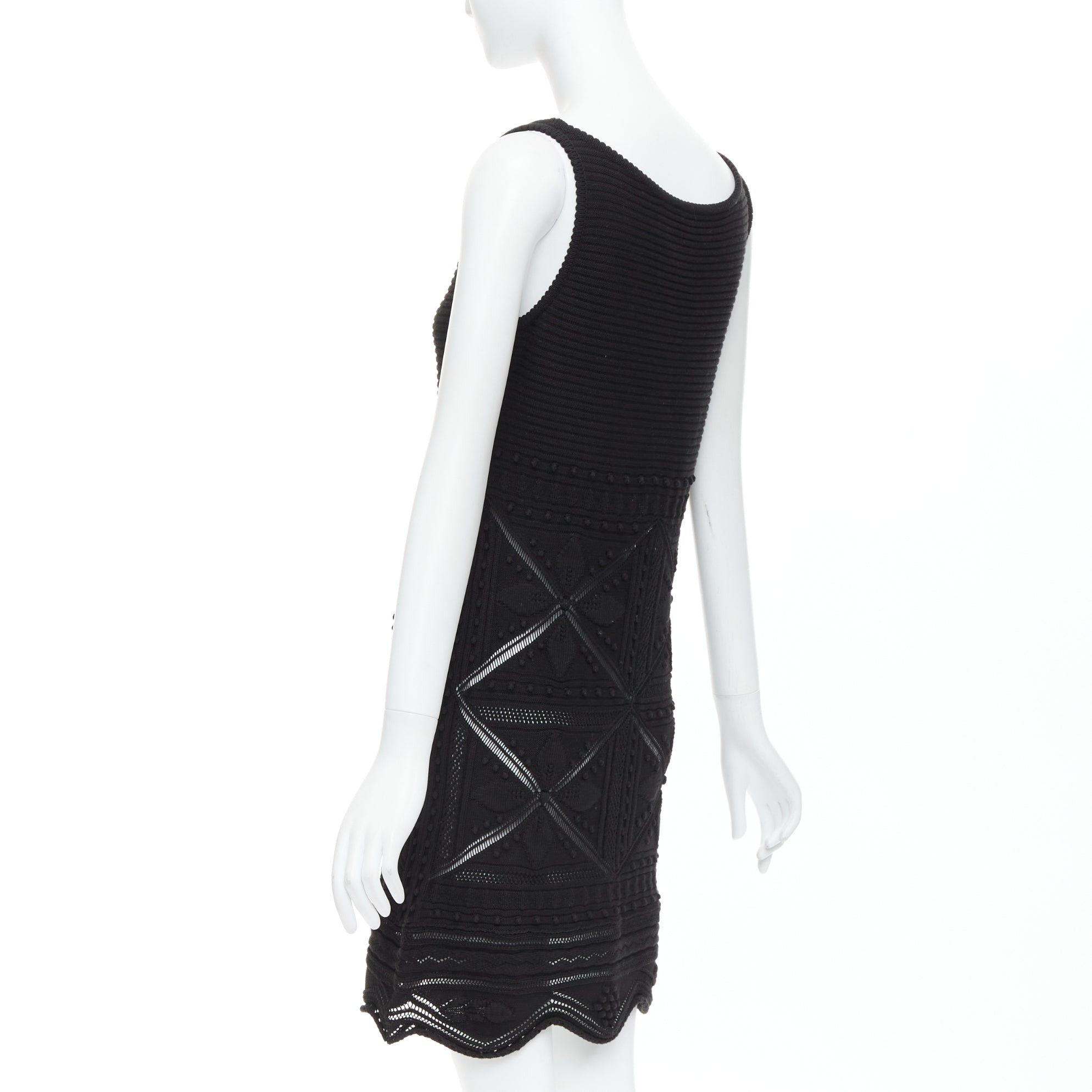 Chanel CHANEL 04P black cotton knitted pointelle floral sheer knee dress FR38 M Size M / US 6-8 / IT 42-44 - 6 Thumbnail