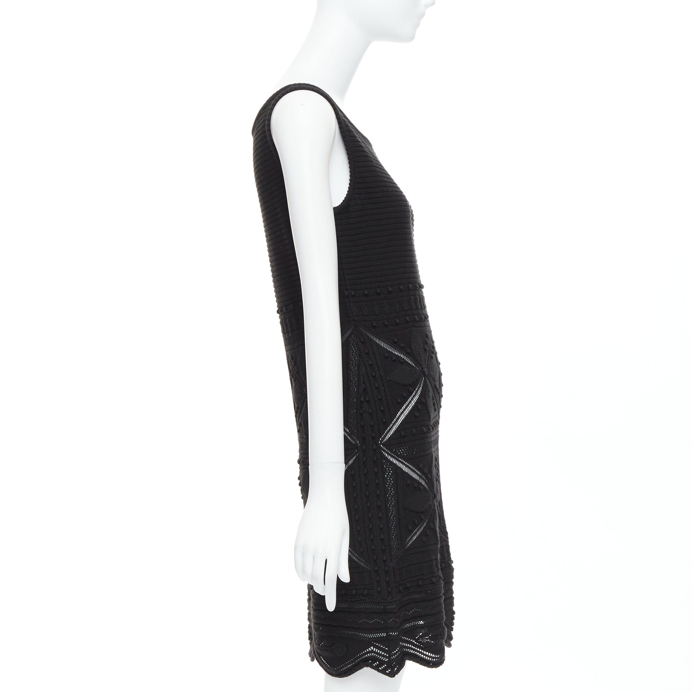 Chanel CHANEL 04P black cotton knitted pointelle floral sheer knee dress FR38 M Size M / US 6-8 / IT 42-44 - 4 Thumbnail