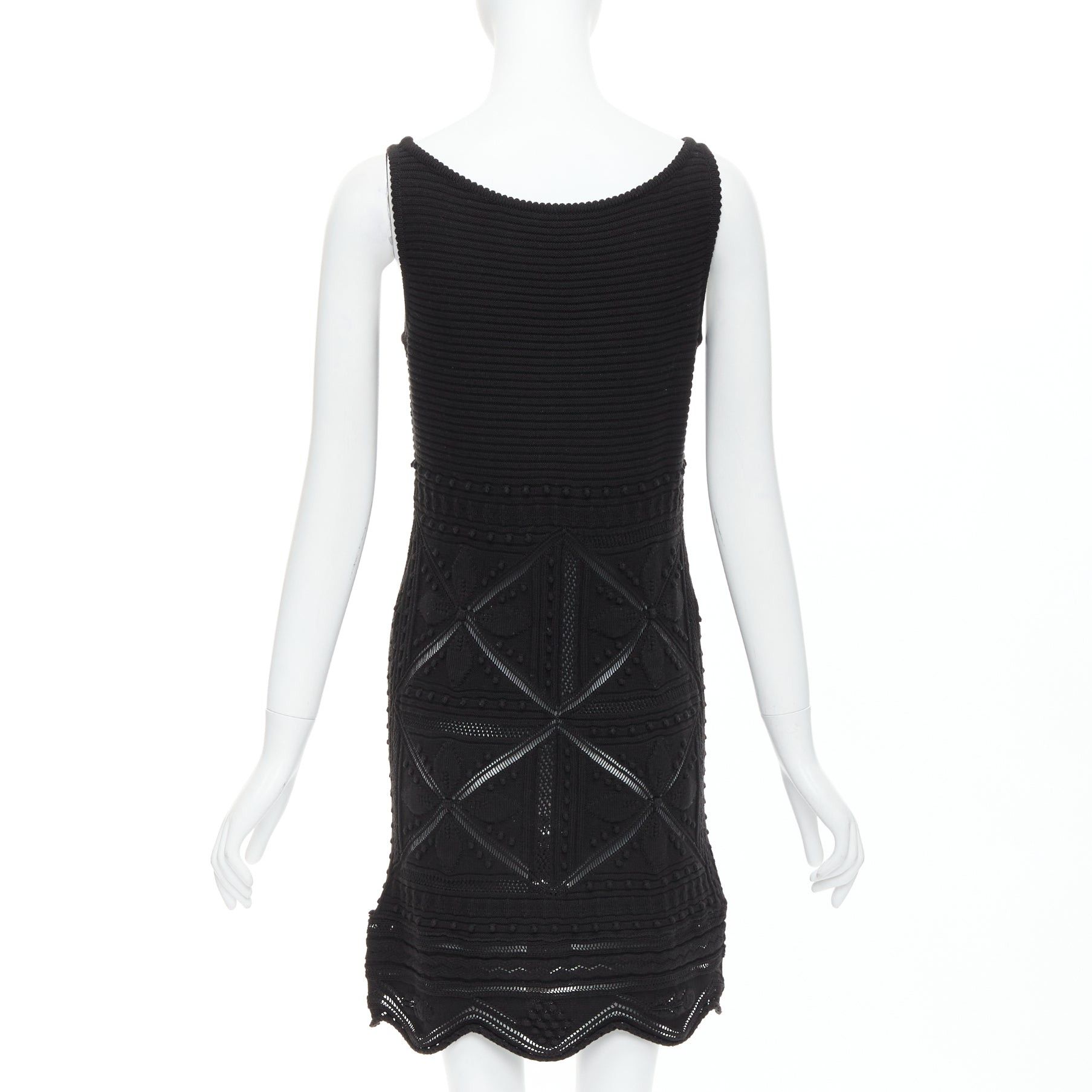 Chanel CHANEL 04P black cotton knitted pointelle floral sheer knee dress FR38 M Size M / US 6-8 / IT 42-44 - 5 Thumbnail