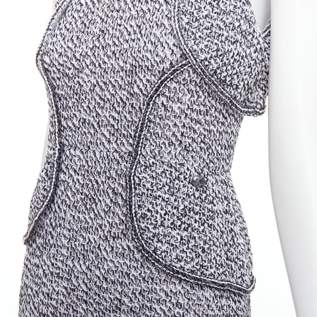Chanel CHANEL 2015 Runway grey cotton tweed CC button ruffle dress FR36 S Size S / US 4 / IT 40 - 2 Thumbnail