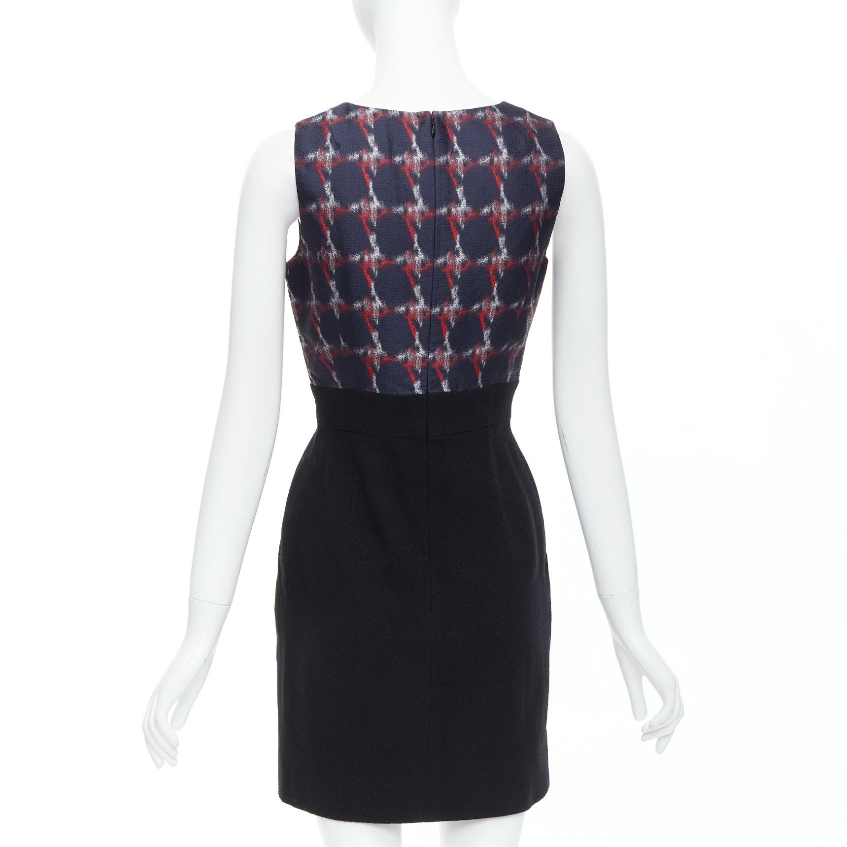 Chanel CHANEL 08A Paris-Venice navy red houndstooth print wool silk shift dress Size M / US 6-8 / IT 42-44 - 5 Thumbnail