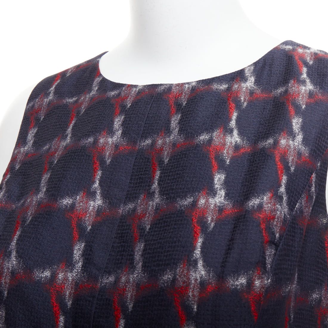 Chanel CHANEL 08A Paris-Venice navy red houndstooth print wool silk shift dress Size M / US 6-8 / IT 42-44 - 7 Thumbnail
