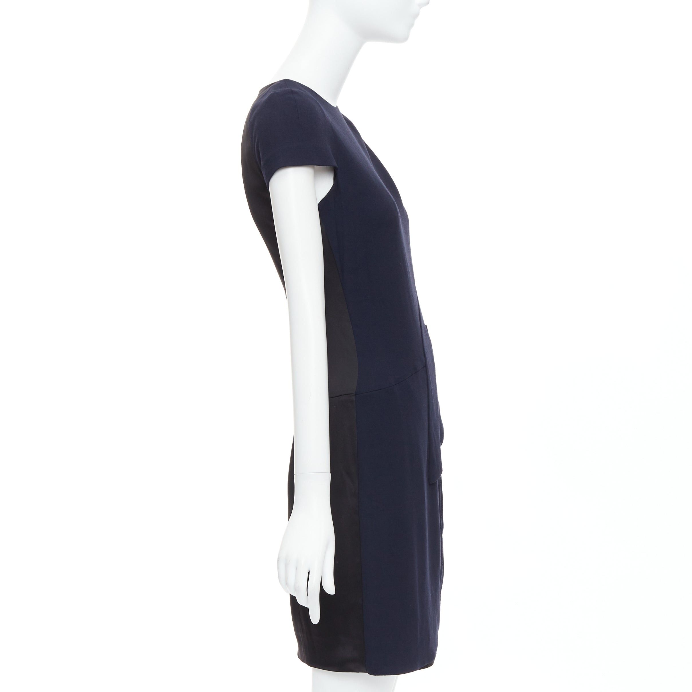 Chanel CHANEL navy black rayon wool blend draped pleated shift dress FR36 S Size S / US 4 / IT 40 - 4 Thumbnail