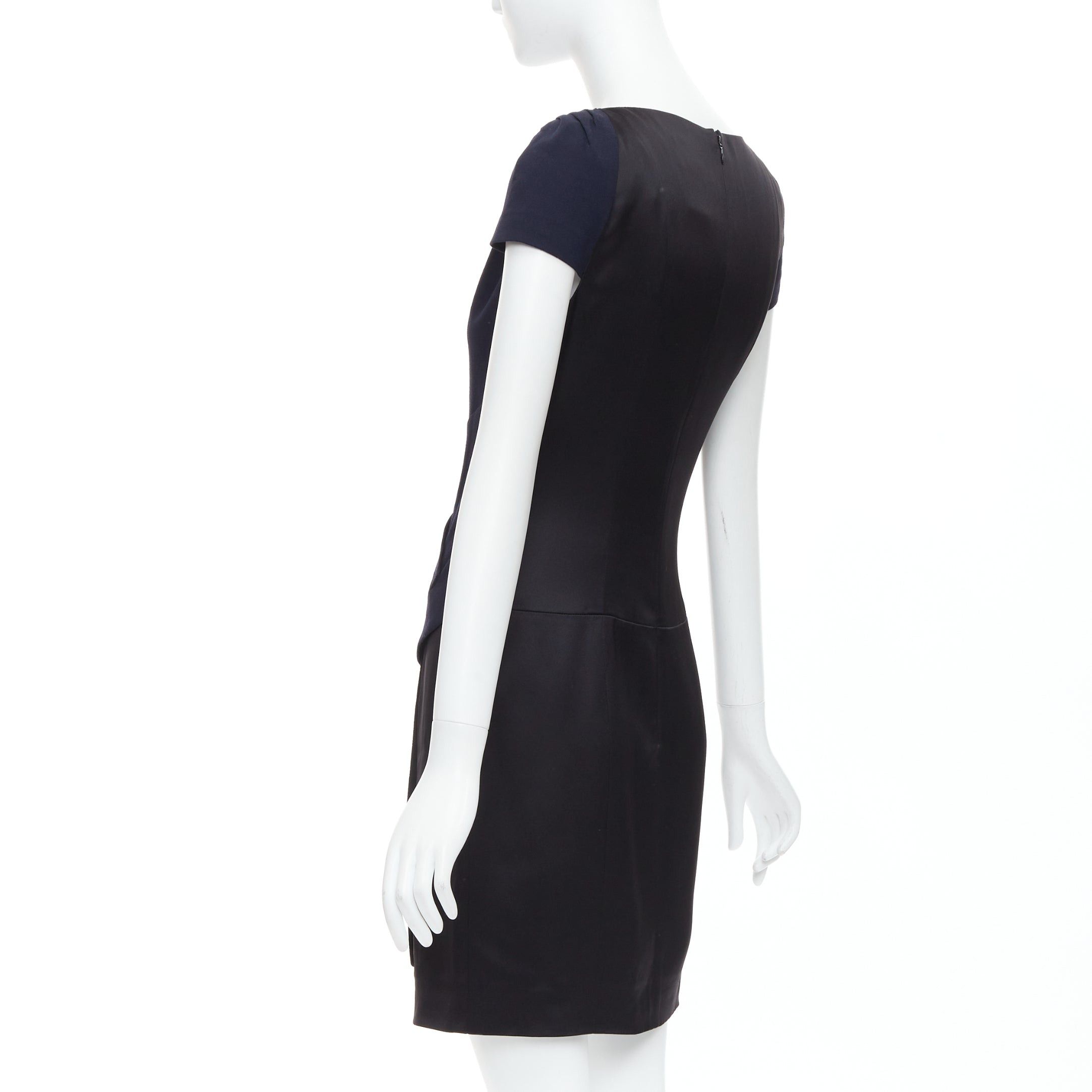 Chanel CHANEL navy black rayon wool blend draped pleated shift dress FR36 S Size S / US 4 / IT 40 - 6 Thumbnail