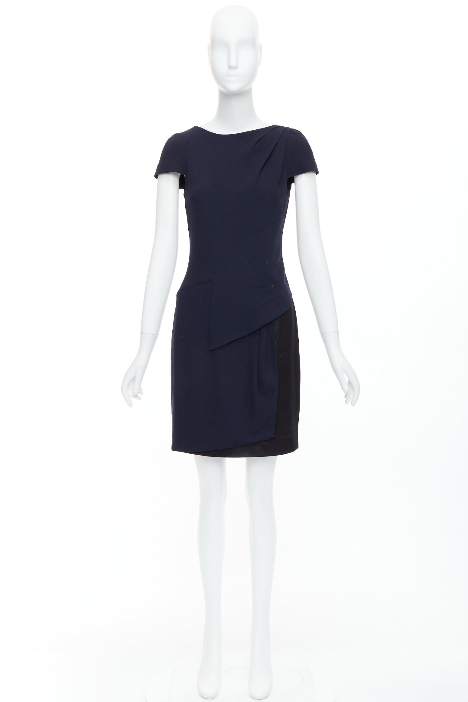 Chanel CHANEL navy black rayon wool blend draped pleated shift dress FR36 S Size S / US 4 / IT 40 - 9 Thumbnail