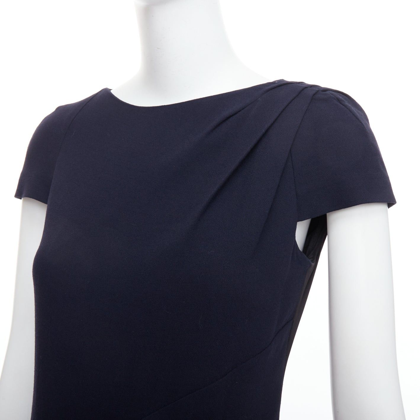 Chanel CHANEL navy black rayon wool blend draped pleated shift dress FR36 S Size S / US 4 / IT 40 - 7 Thumbnail