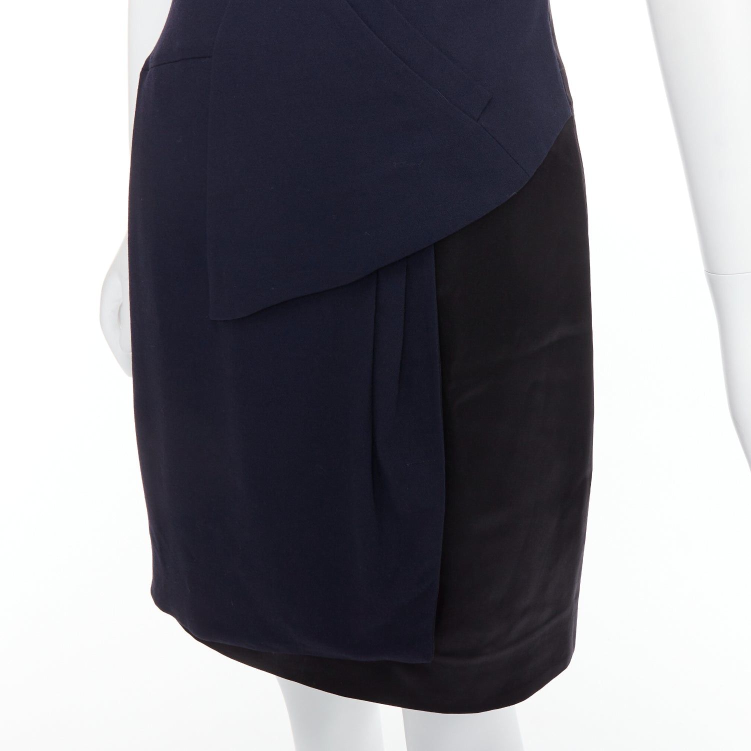 Chanel CHANEL navy black rayon wool blend draped pleated shift dress FR36 S Size S / US 4 / IT 40 - 2 Thumbnail