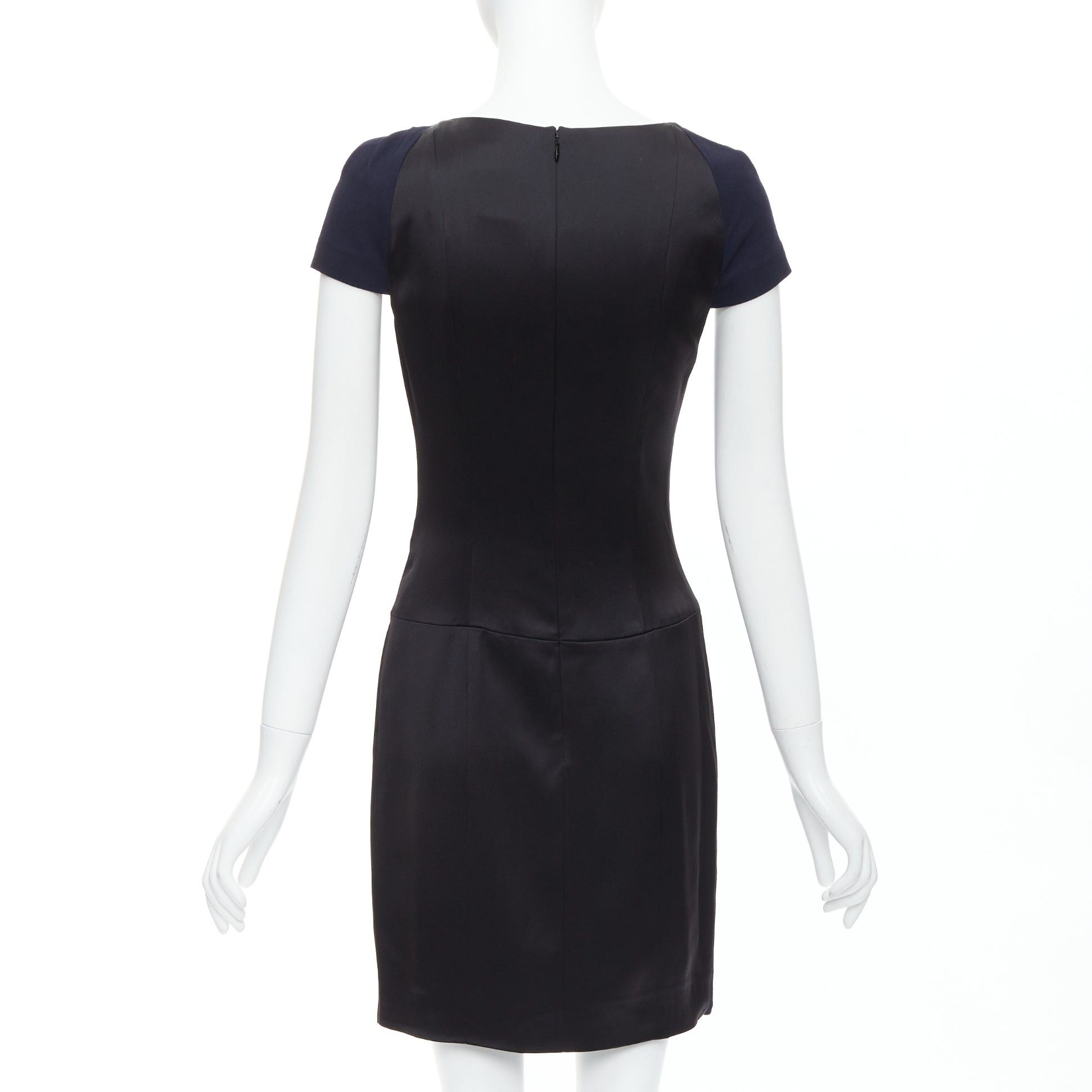Chanel CHANEL navy black rayon wool blend draped pleated shift dress FR36 S Size S / US 4 / IT 40 - 5 Thumbnail