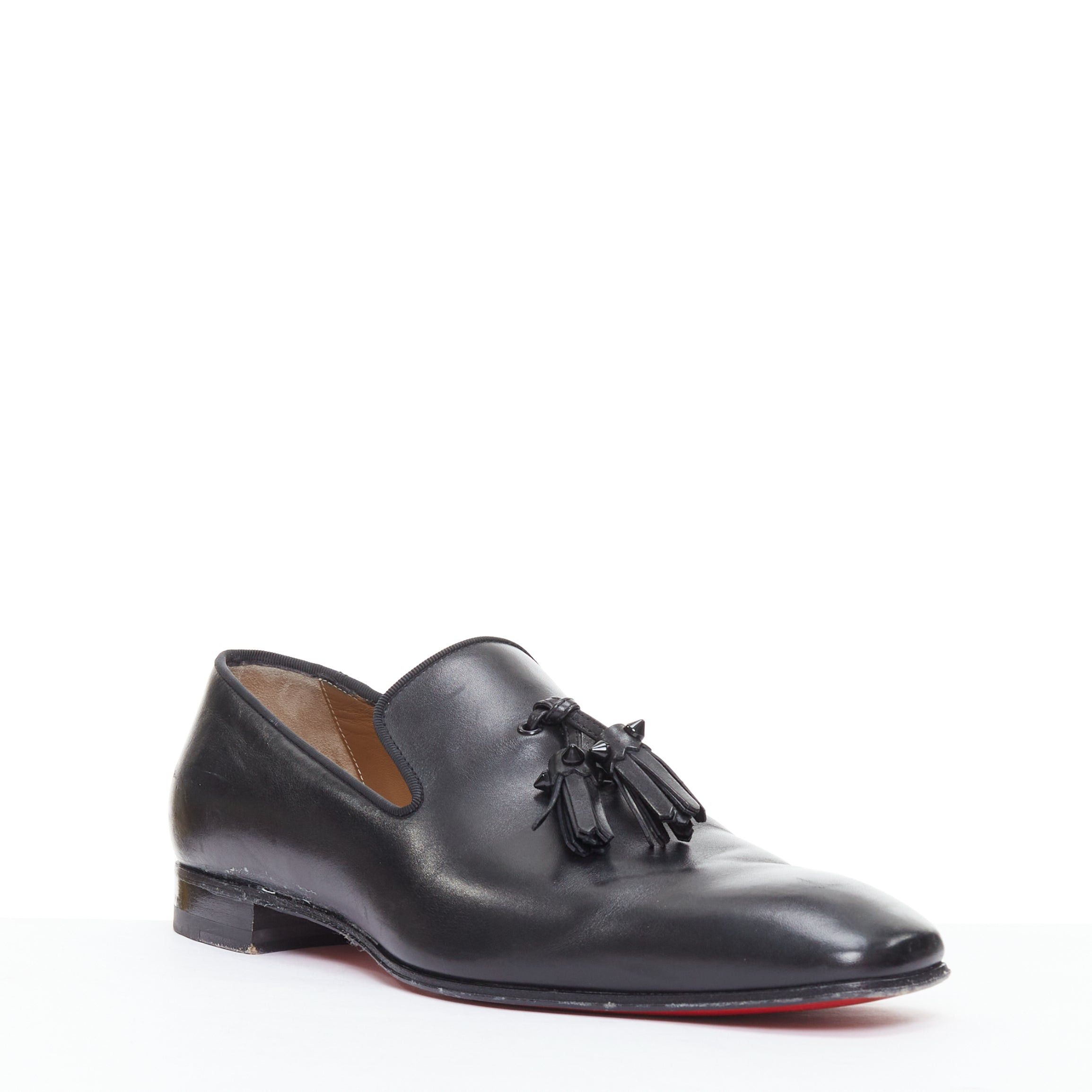 Christian Louboutin CHRISTIAN LOUBOUTIN Dandelion black tassel smooth leather loafers EU41.5 Size US 8.5 / EU 41-42 - 3 Thumbnail