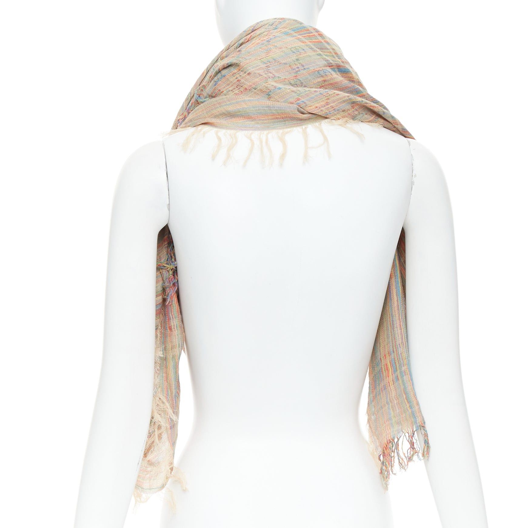 Gucci GUCCI rainbow cotton yarn GG monogram jacquard fringed large scarf Size ONE SIZE - 4 Thumbnail
