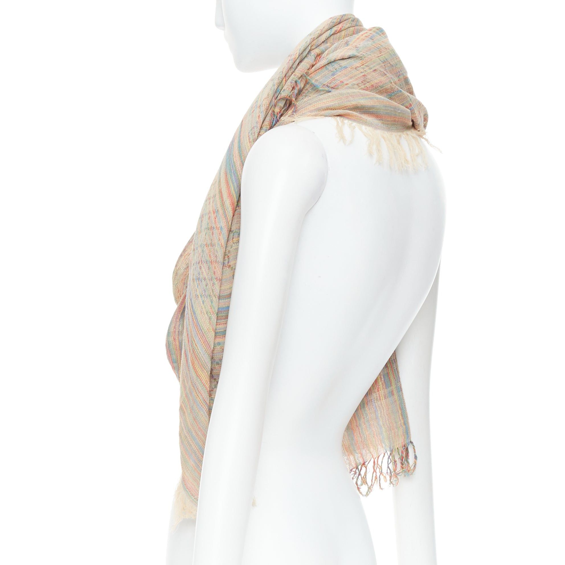 Gucci GUCCI rainbow cotton yarn GG monogram jacquard fringed large scarf Size ONE SIZE - 5 Thumbnail
