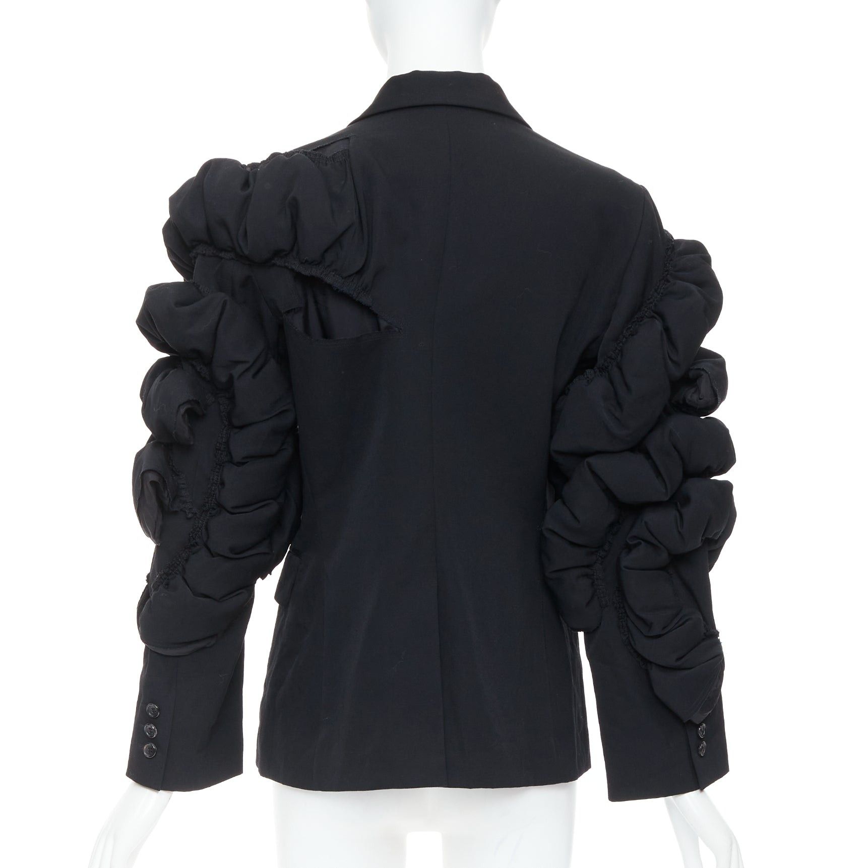 Comme des Garcons COMME DES GARCONS 2013 black wool tiered puff sleeve blazer jacket S Size S / US 4 / IT 40 - 6 Thumbnail
