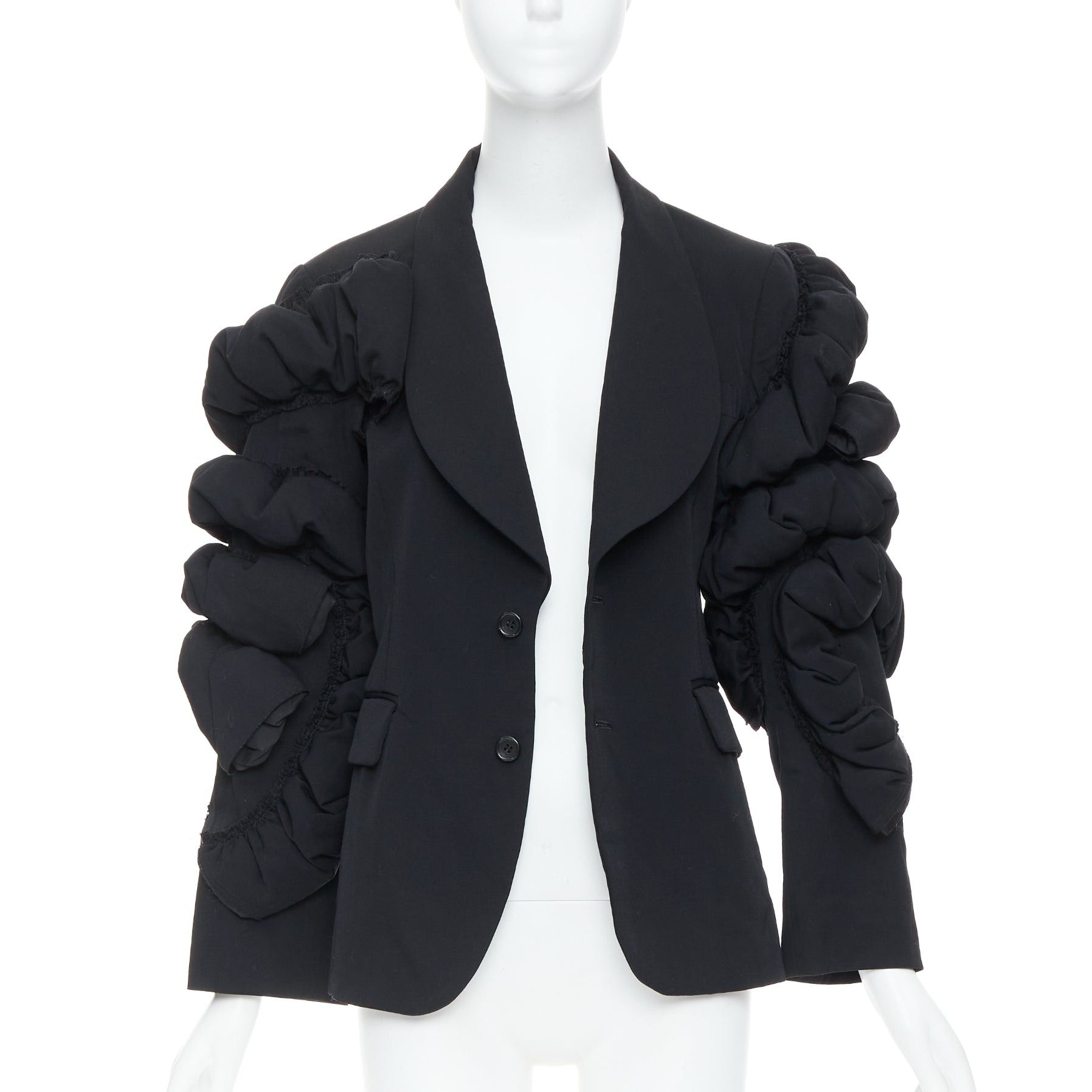 Comme des Garcons COMME DES GARCONS 2013 black wool tiered puff sleeve blazer jacket S Size S / US 4 / IT 40 - 3 Thumbnail