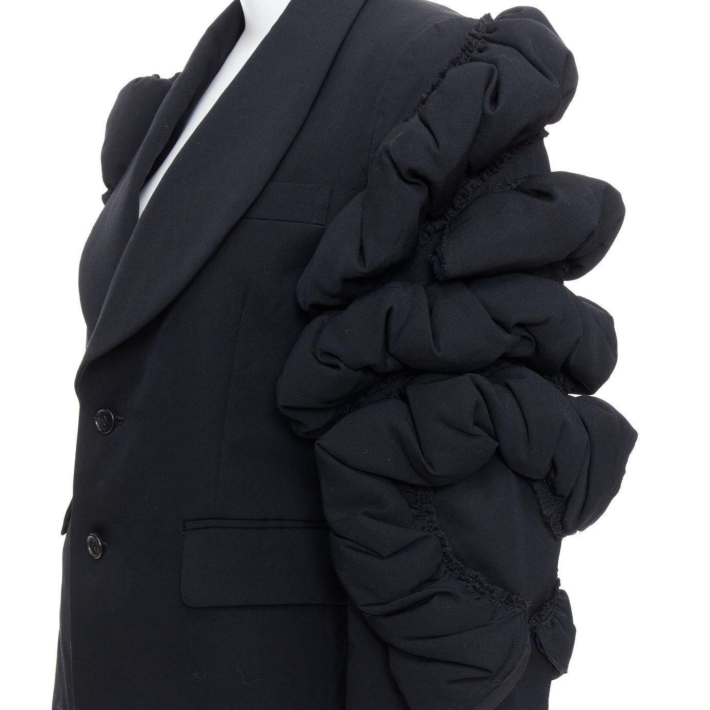 Comme des Garcons COMME DES GARCONS 2013 black wool tiered puff sleeve blazer jacket S Size S / US 4 / IT 40 - 2 Thumbnail