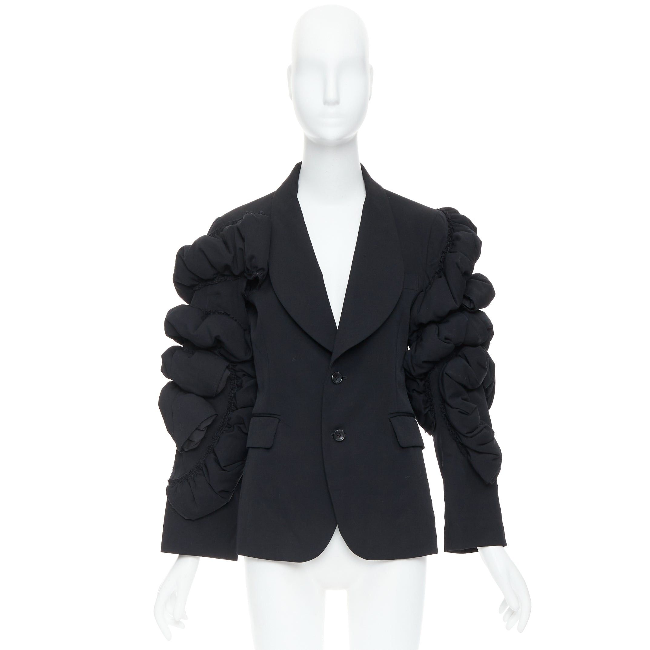 Comme des Garcons COMME DES GARCONS 2013 black wool tiered puff sleeve blazer jacket S Size S / US 4 / IT 40 - 10 Thumbnail
