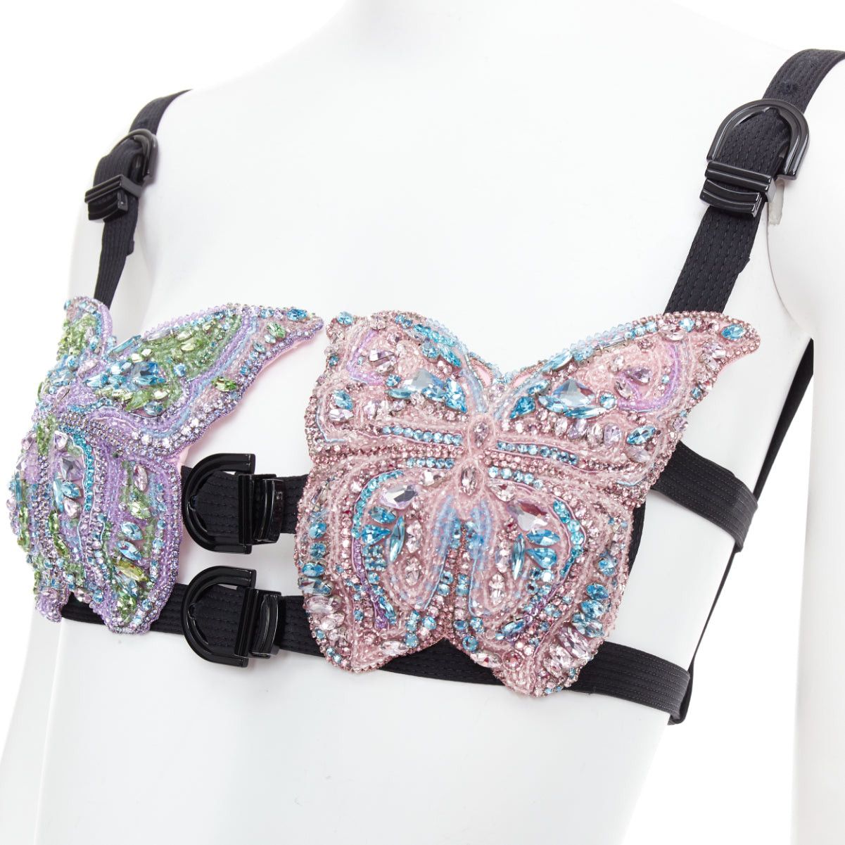 Versace rare VERSACE Dua Lipa 2023 La Vacanza Runway crystal butterfly bondage bra IT36 XXS Size XS / US 0-2 / IT 36-38 - 7 Thumbnail