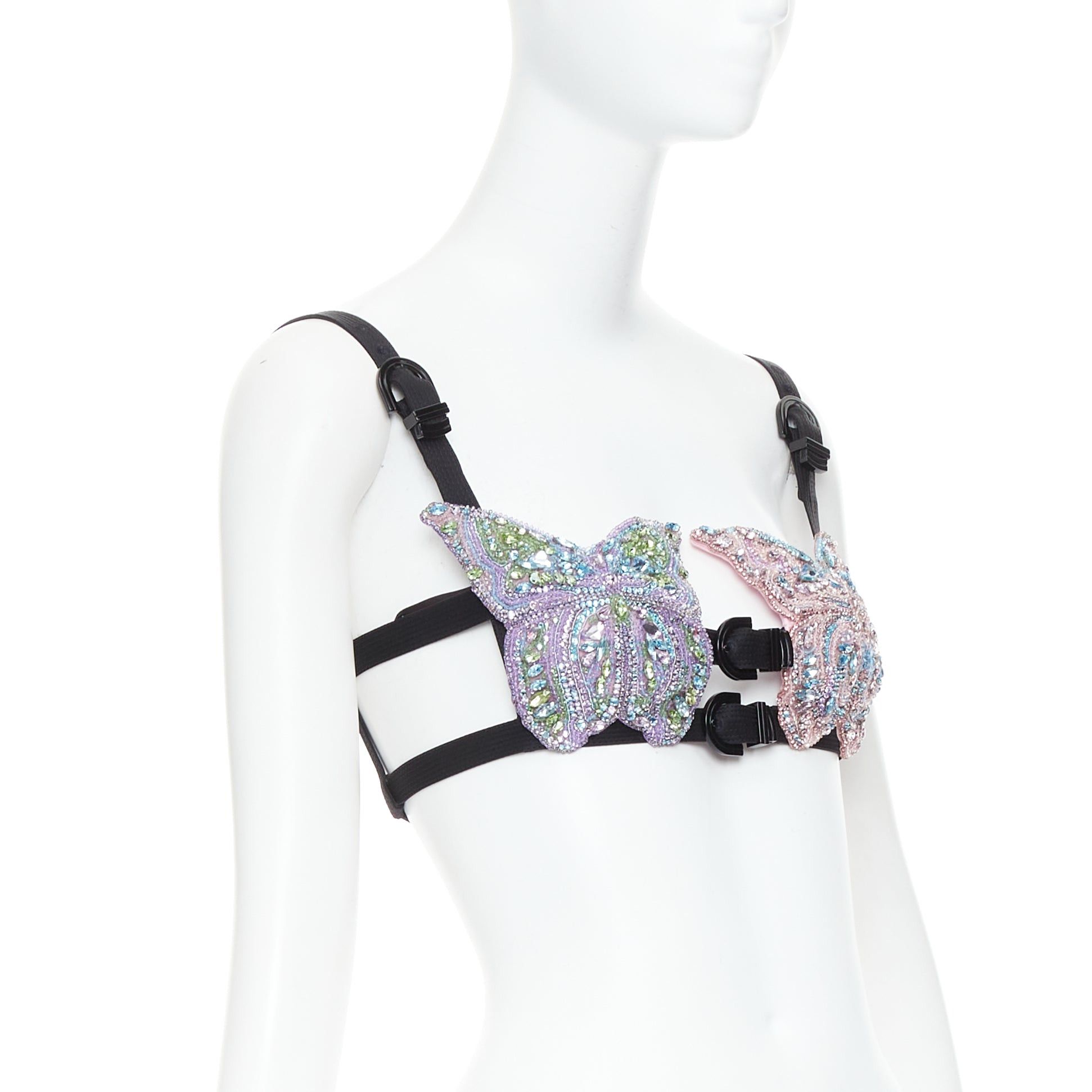 Versace rare VERSACE Dua Lipa 2023 La Vacanza Runway crystal butterfly bondage bra IT36 XXS Size XS / US 0-2 / IT 36-38 - 3 Thumbnail
