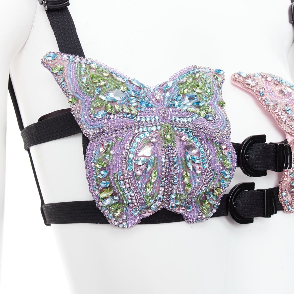 Versace rare VERSACE Dua Lipa 2023 La Vacanza Runway crystal butterfly bondage bra IT36 XXS Size XS / US 0-2 / IT 36-38 - 2 Thumbnail