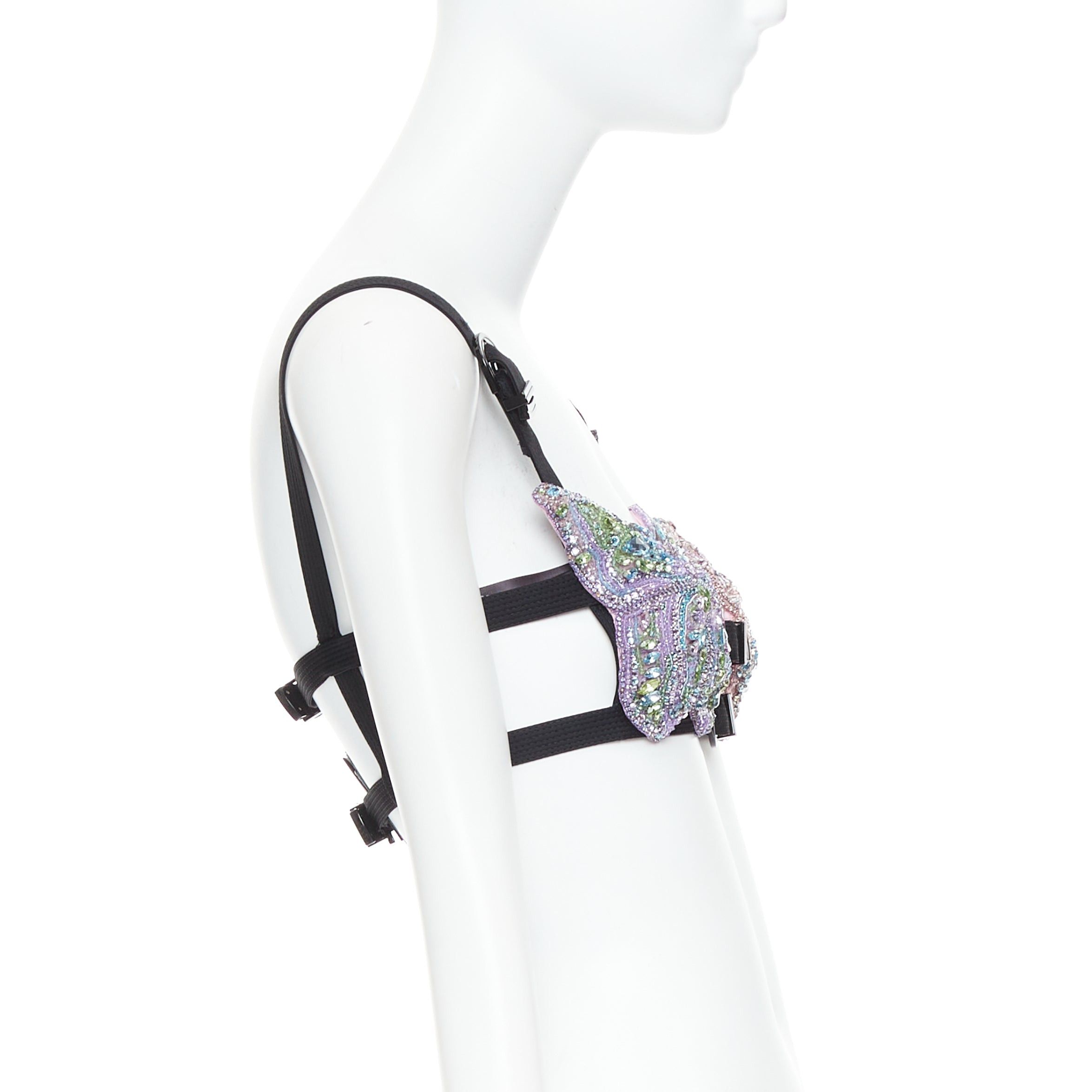 Versace rare VERSACE Dua Lipa 2023 La Vacanza Runway crystal butterfly bondage bra IT36 XXS Size XS / US 0-2 / IT 36-38 - 4 Thumbnail