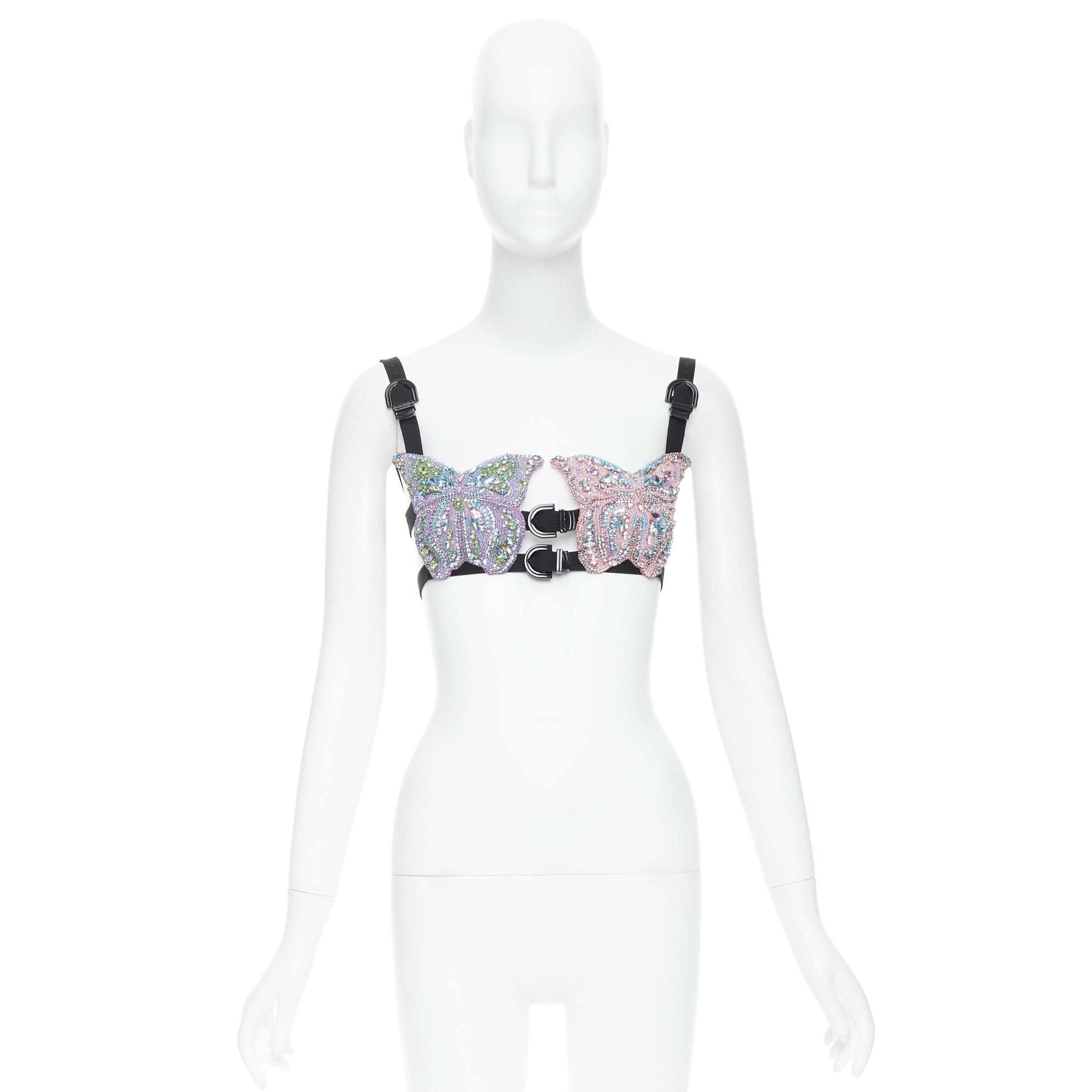 Versace rare VERSACE Dua Lipa 2023 La Vacanza Runway crystal butterfly bondage bra IT36 XXS Size XS / US 0-2 / IT 36-38 - 9 Thumbnail