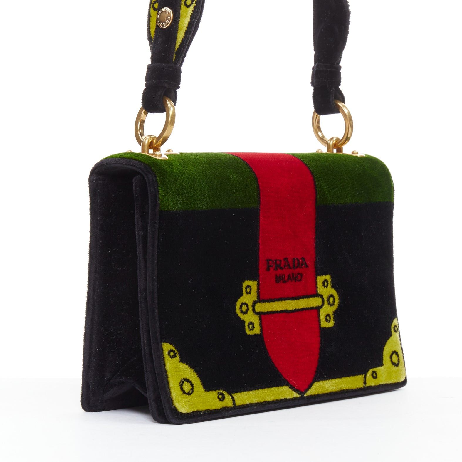 Prada PRADA Cahier velvet tromp loeil print crossbody box bag Size ONE SIZE - 4 Thumbnail