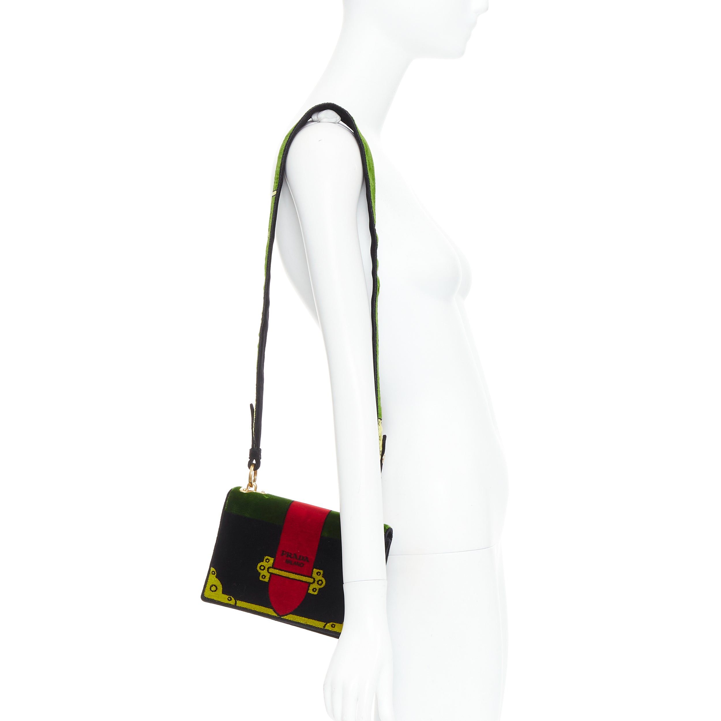Prada PRADA Cahier velvet tromp loeil print crossbody box bag Size ONE SIZE - 2 Thumbnail