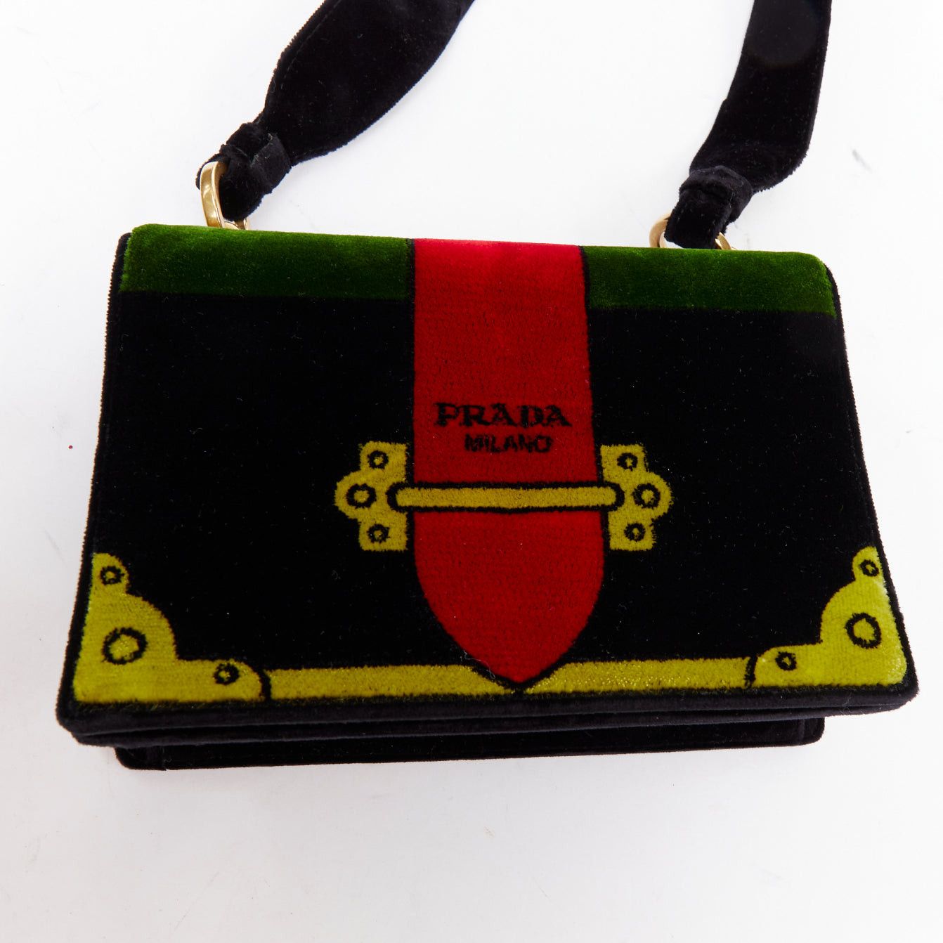 Prada PRADA Cahier velvet tromp loeil print crossbody box bag Size ONE SIZE - 7 Thumbnail