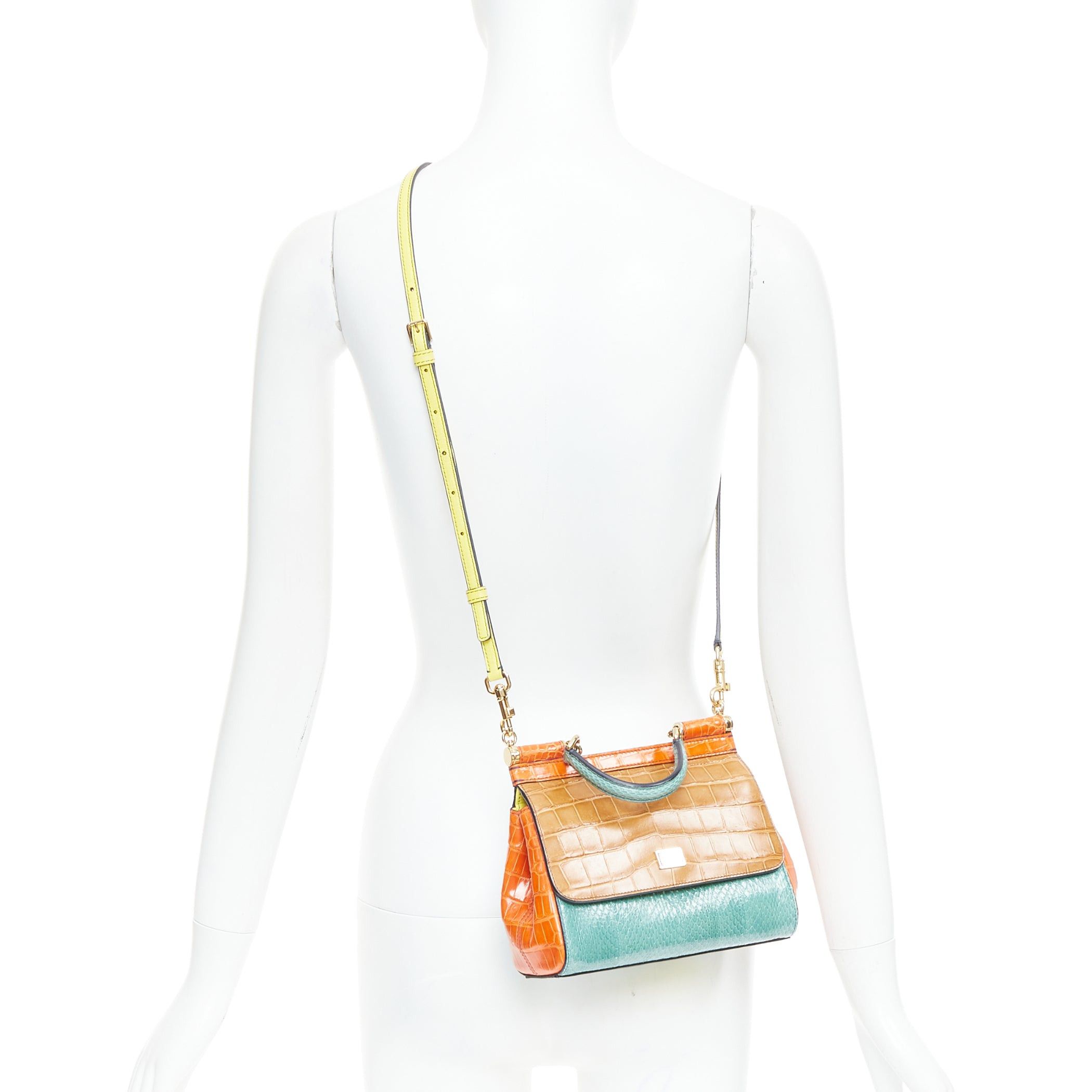 Dolce & Gabbana DOLCE GABBANA Miss Sicily colorblock scaled leather satchel crossbody bag Size ONE SIZE - 2 Thumbnail