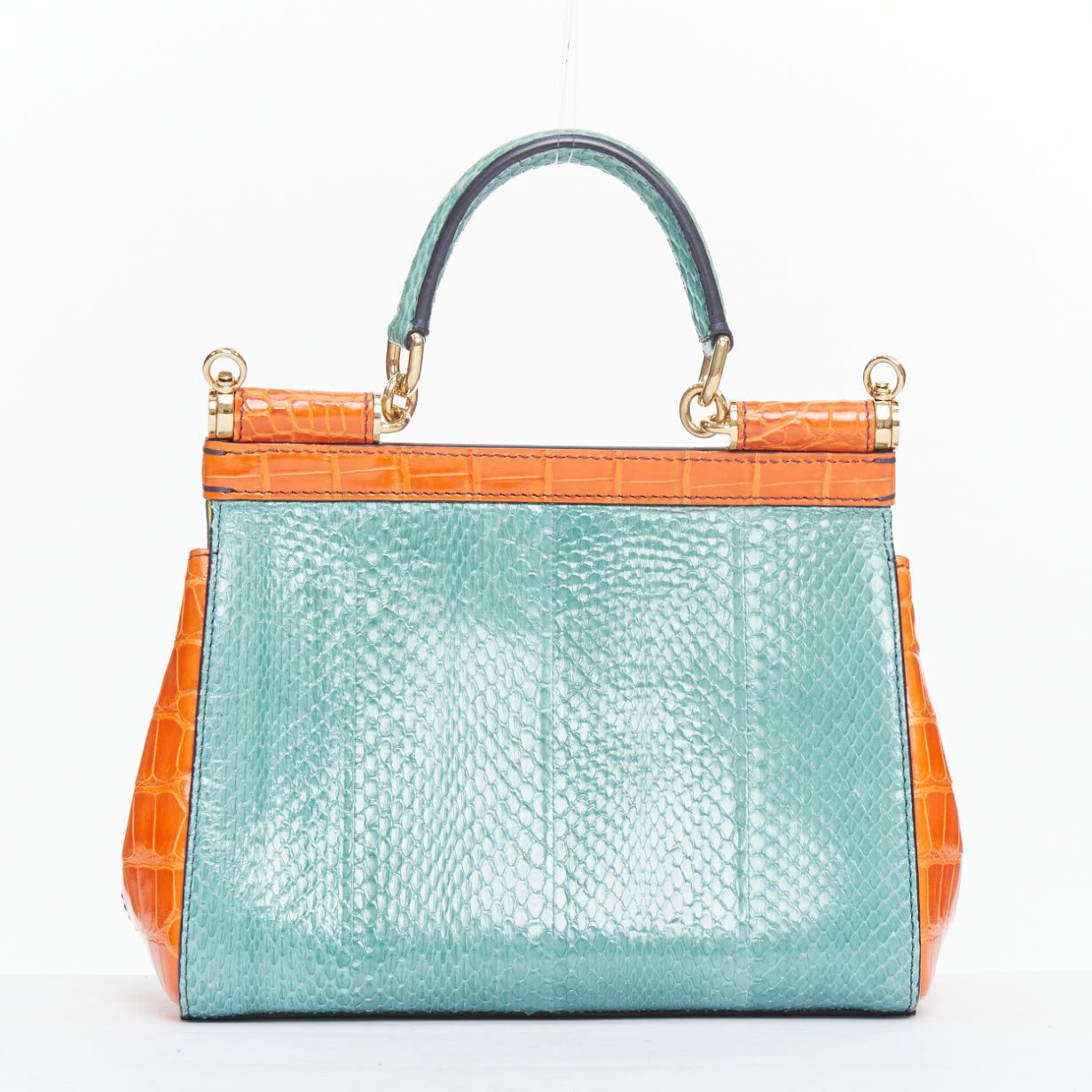 Dolce & Gabbana DOLCE GABBANA Miss Sicily colorblock scaled leather satchel crossbody bag Size ONE SIZE - 5 Thumbnail