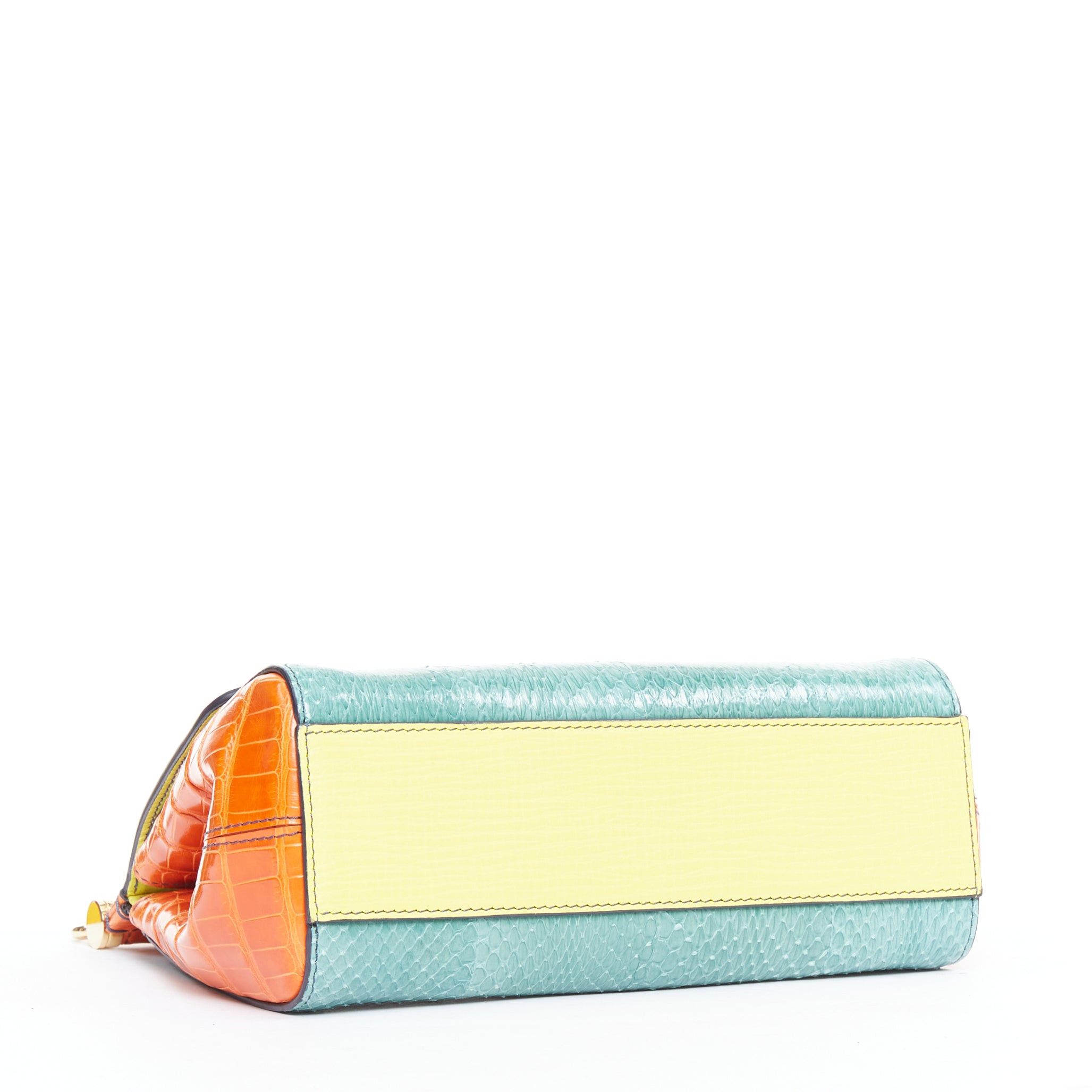 Dolce & Gabbana DOLCE GABBANA Miss Sicily colorblock scaled leather satchel crossbody bag Size ONE SIZE - 6 Thumbnail