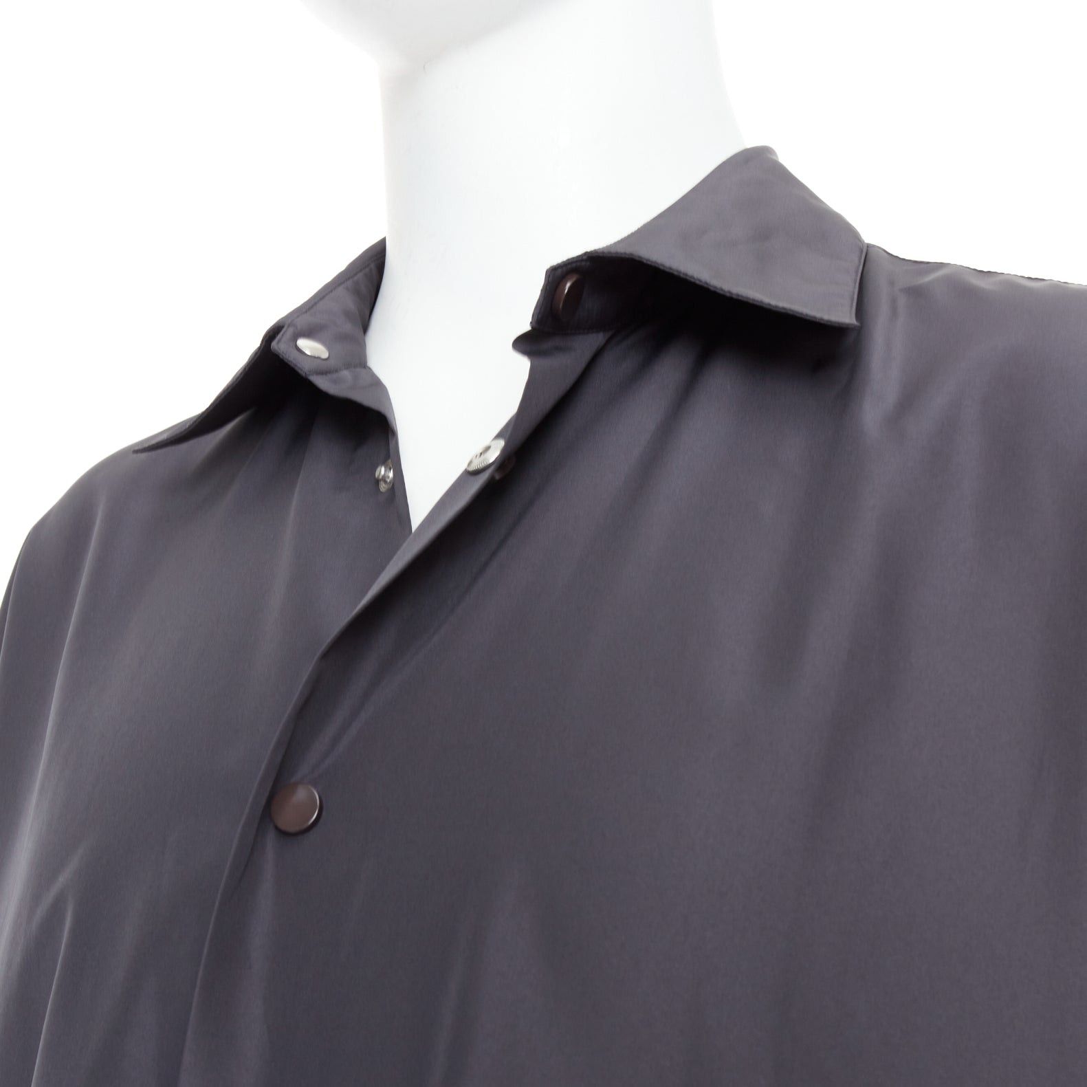 Bottega Veneta BOTTEGA VENETA 2020 dark grey nylon button anorak shell jacket IT50 L Size US L / EU 52-54 / 3 - 8 Thumbnail