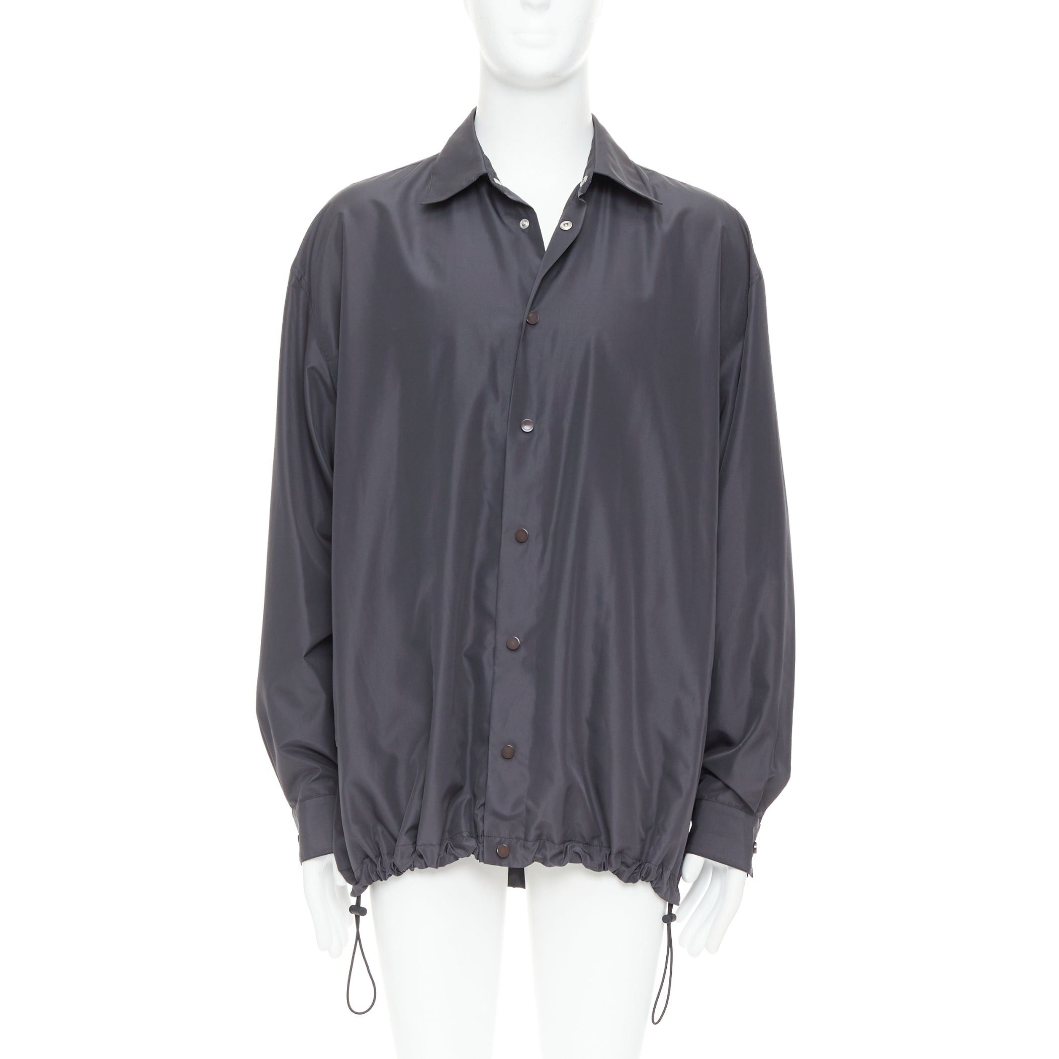 Bottega Veneta BOTTEGA VENETA 2020 dark grey nylon button anorak shell jacket IT50 L Size US L / EU 52-54 / 3 - 3 Thumbnail
