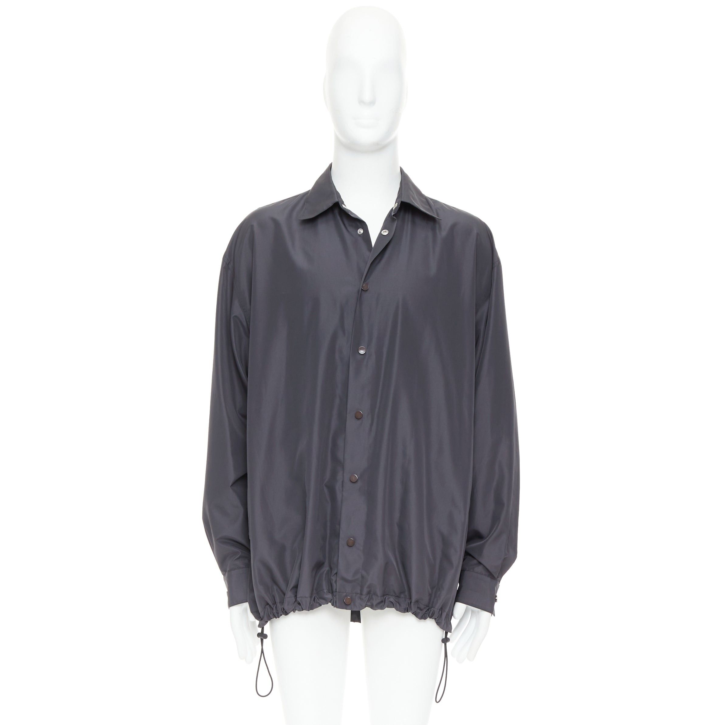Bottega Veneta BOTTEGA VENETA 2020 dark grey nylon button anorak shell jacket IT50 L Size US L / EU 52-54 / 3 - 10 Thumbnail