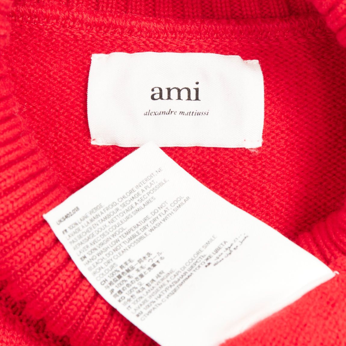 AMI AMI de Coeur red virgin wool black heart logo turtleneck sweater L Size US L / EU 52-54 / 3 - 8 Thumbnail