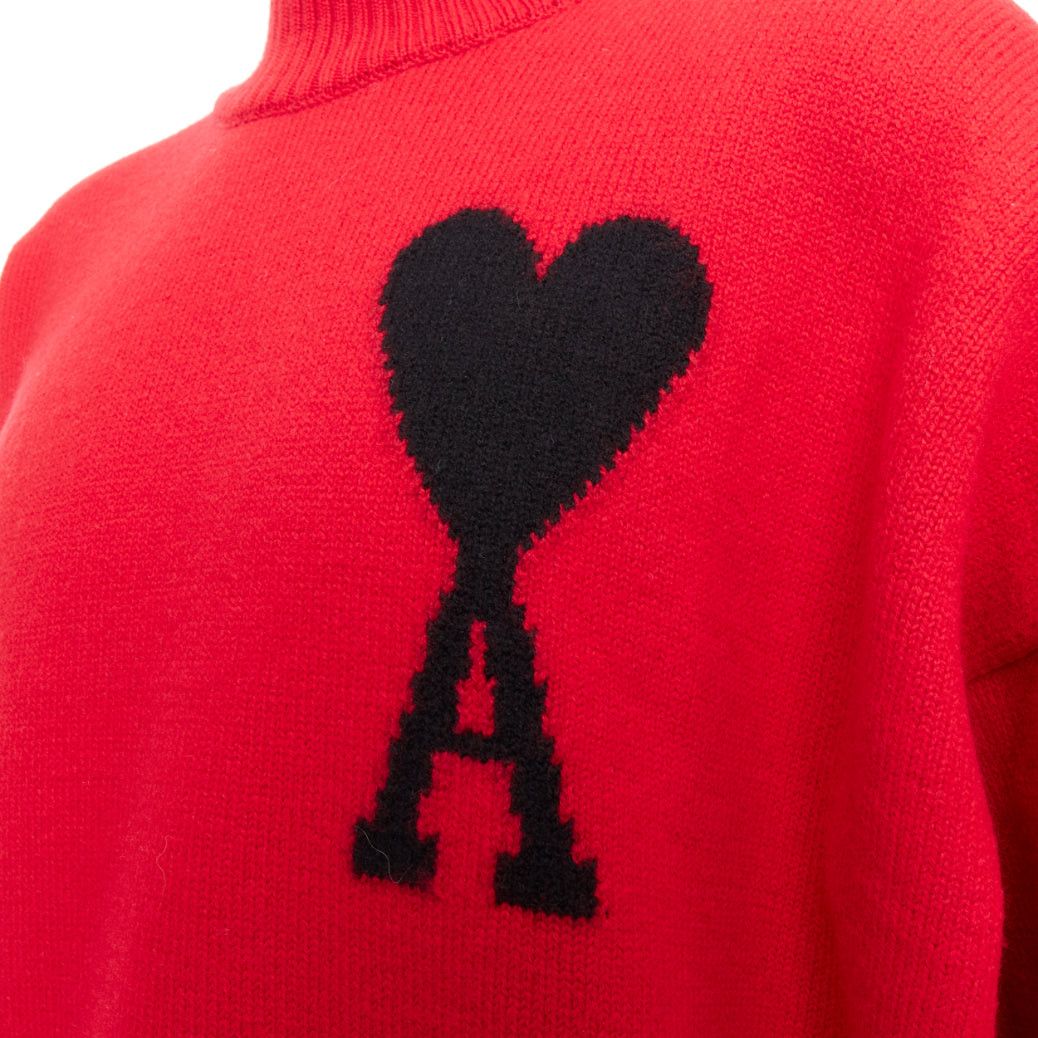 AMI AMI de Coeur red virgin wool black heart logo turtleneck sweater L Size US L / EU 52-54 / 3 - 2 Thumbnail