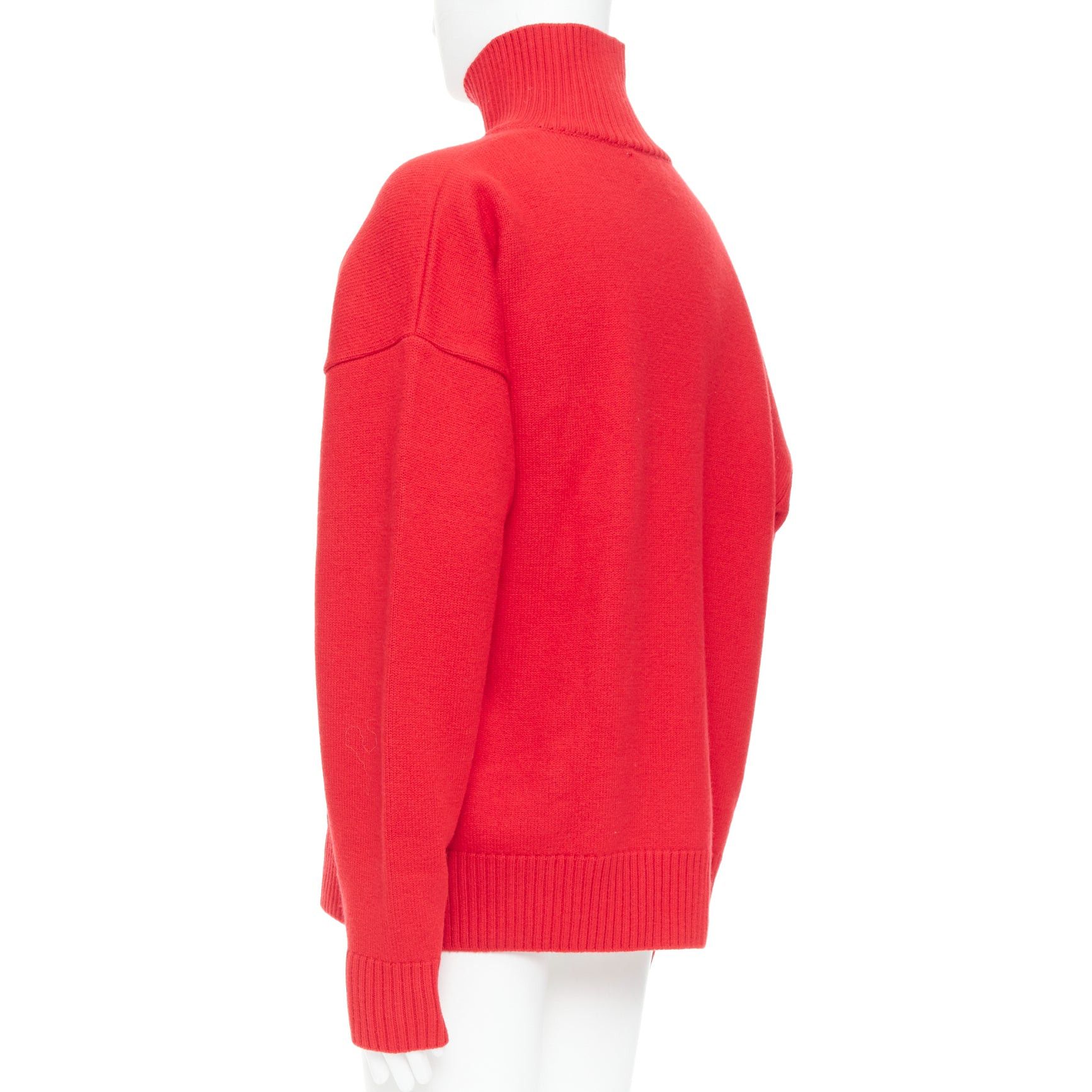 AMI AMI de Coeur red virgin wool black heart logo turtleneck sweater L Size US L / EU 52-54 / 3 - 6 Thumbnail