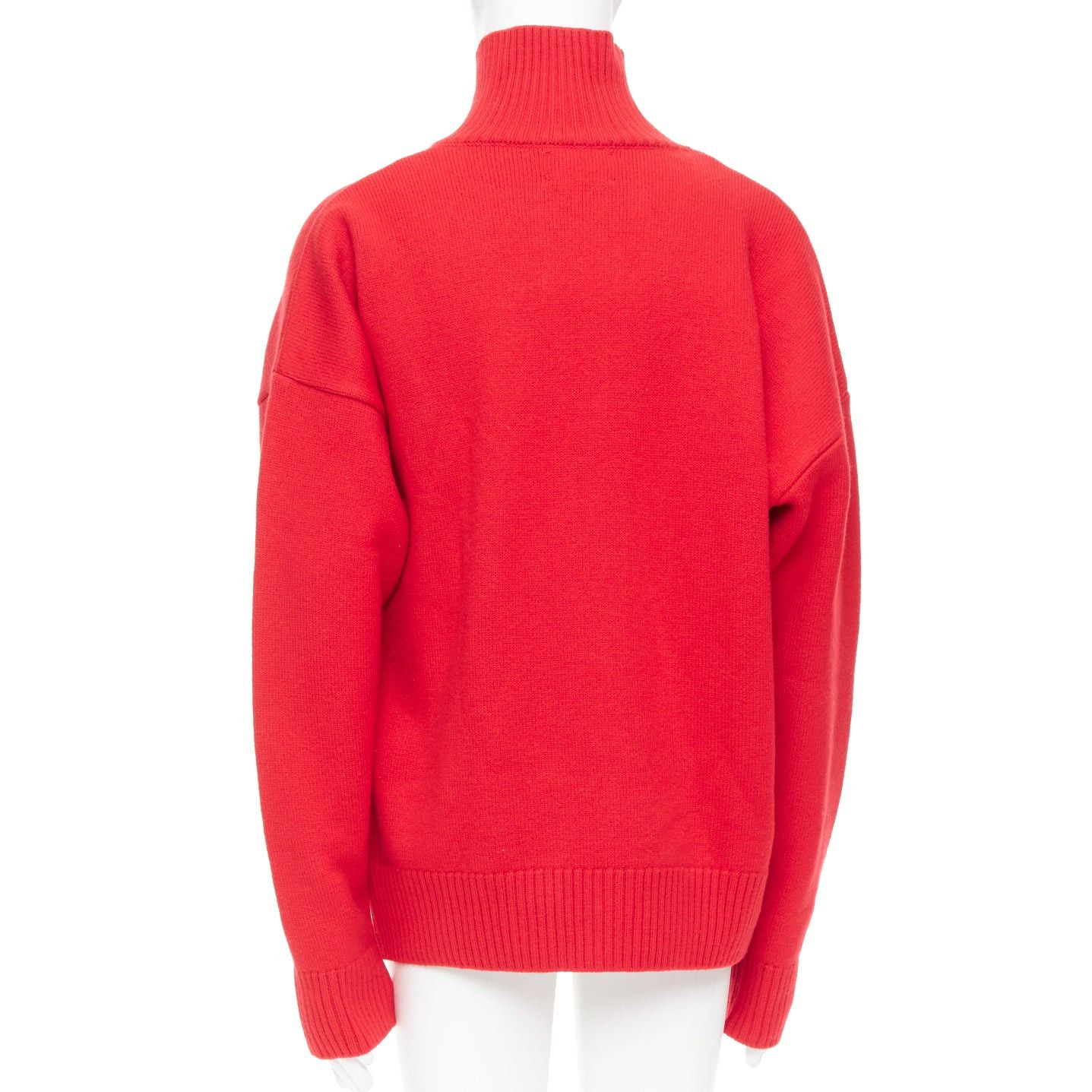 AMI AMI de Coeur red virgin wool black heart logo turtleneck sweater L Size US L / EU 52-54 / 3 - 5 Thumbnail
