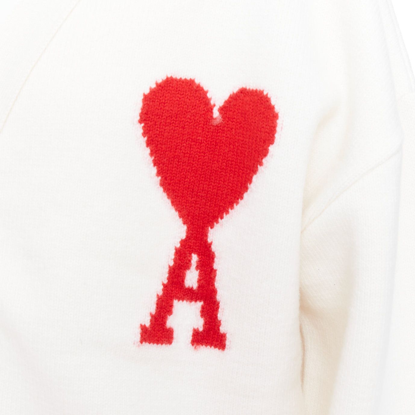 AMI AMI De Coeur cream virgin wool heart logo buttoned cardigan XL Size US XL / EU 56 / 4 - 2 Thumbnail