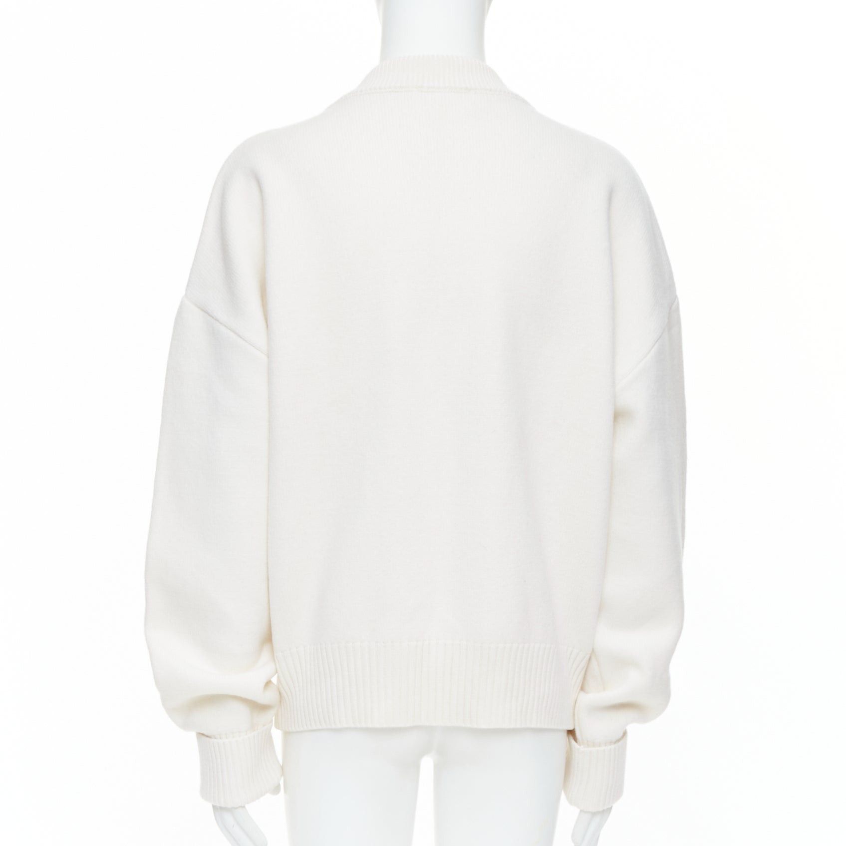 AMI AMI De Coeur cream virgin wool heart logo buttoned cardigan XL Size US XL / EU 56 / 4 - 6 Thumbnail