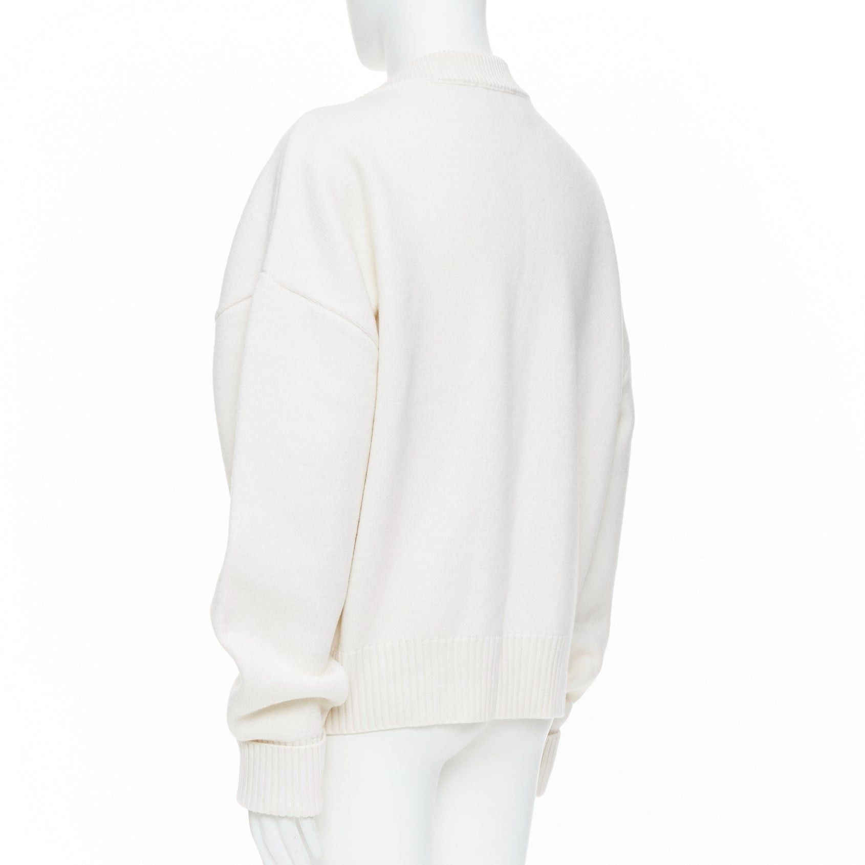 AMI AMI De Coeur cream virgin wool heart logo buttoned cardigan XL Size US XL / EU 56 / 4 - 7 Thumbnail
