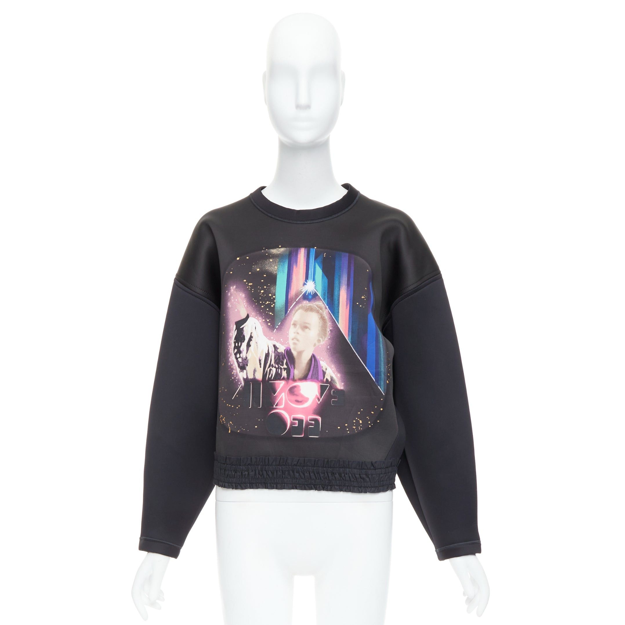 Balenciaga BALENCIAGA 2012 Runway Egyptofunk black sci-fi print ruffle cropped boxy scuba top FR38 M Size M / US 6-8 / IT 42-44 - 9 Thumbnail