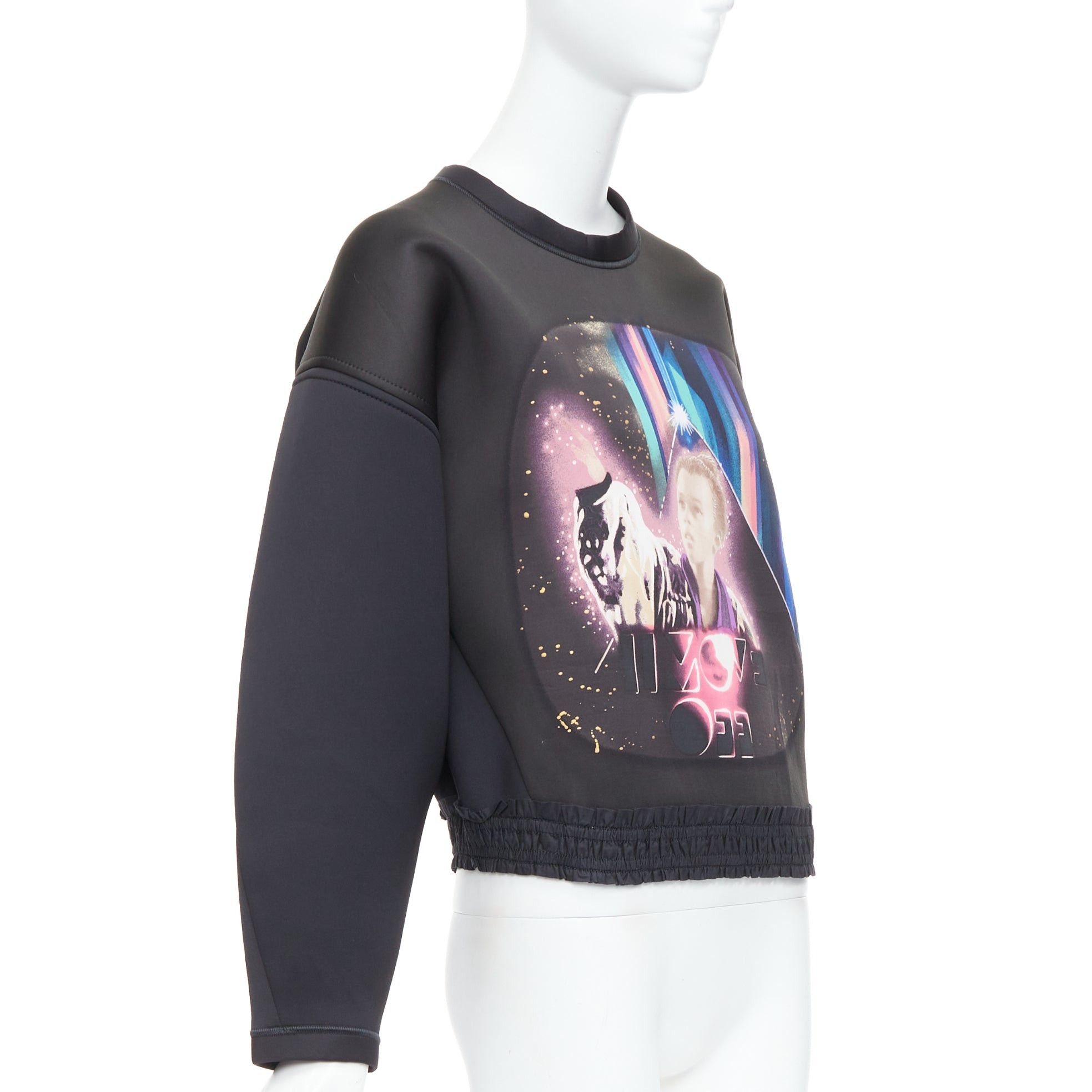 Balenciaga BALENCIAGA 2012 Runway Egyptofunk black sci-fi print ruffle cropped boxy scuba top FR38 M Size M / US 6-8 / IT 42-44 - 3 Thumbnail