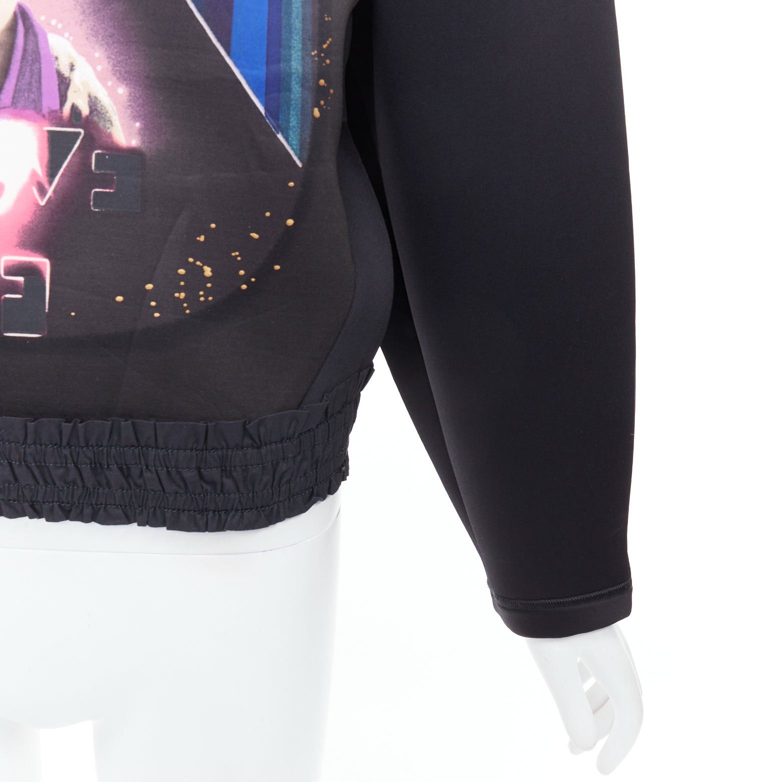 Balenciaga BALENCIAGA 2012 Runway Egyptofunk black sci-fi print ruffle cropped boxy scuba top FR38 M Size M / US 6-8 / IT 42-44 - 2 Thumbnail