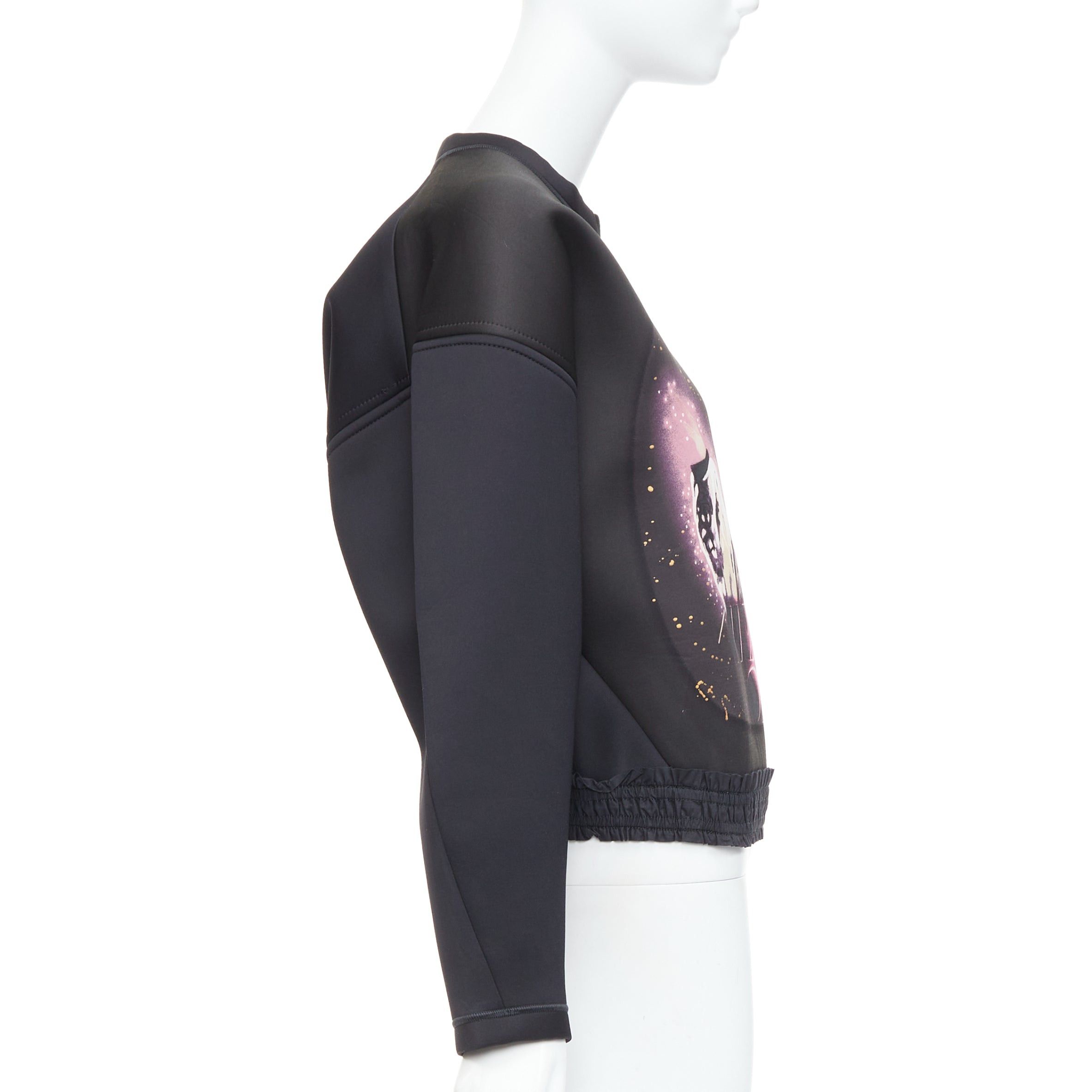Balenciaga BALENCIAGA 2012 Runway Egyptofunk black sci-fi print ruffle cropped boxy scuba top FR38 M Size M / US 6-8 / IT 42-44 - 4 Thumbnail