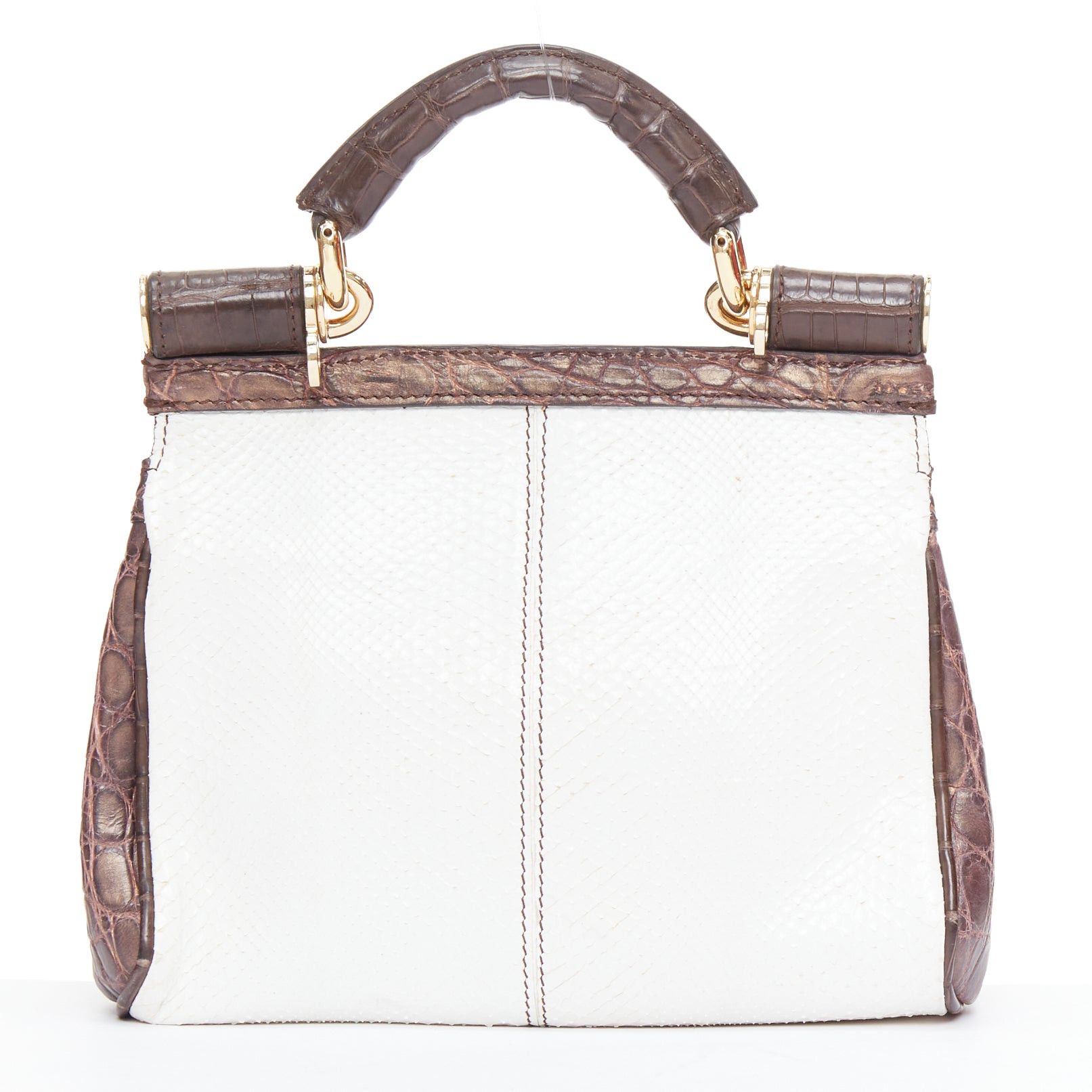 Dolce & Gabbana DOLCE GABBANA Miss Sicily brown white mixed scaled leather crossbody bag Size ONE SIZE - 5 Thumbnail
