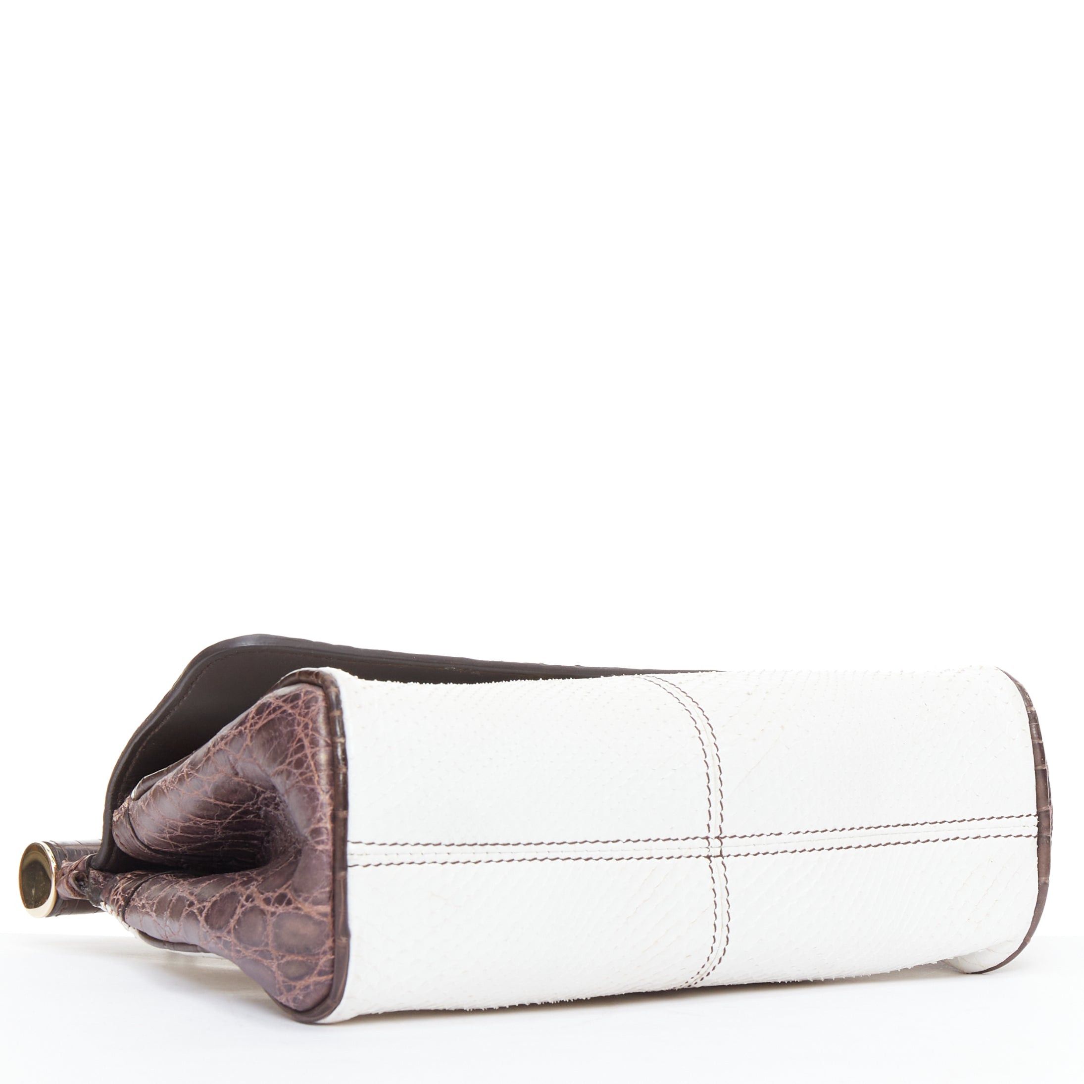 Dolce & Gabbana DOLCE GABBANA Miss Sicily brown white mixed scaled leather crossbody bag Size ONE SIZE - 6 Thumbnail