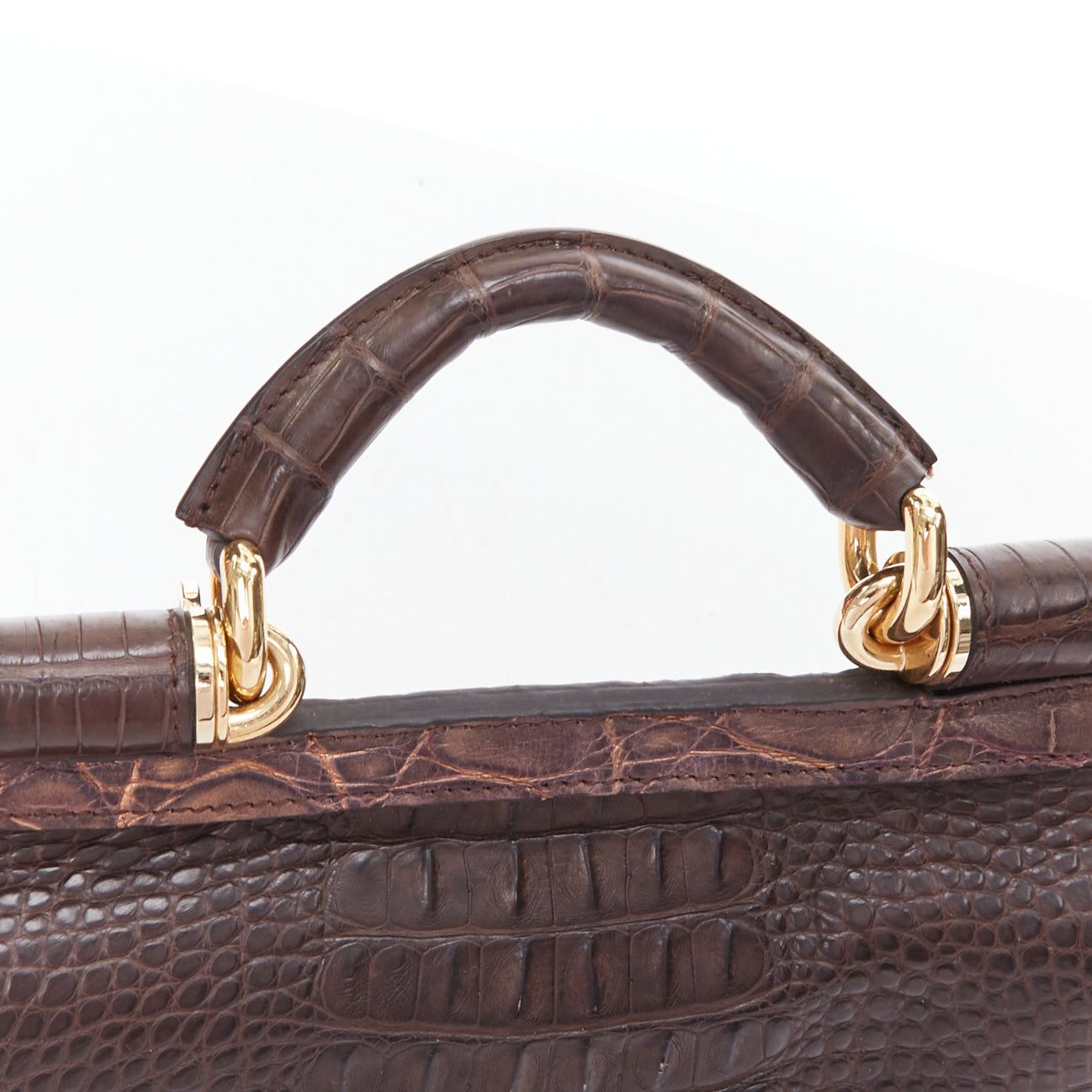 Dolce & Gabbana DOLCE GABBANA Miss Sicily brown white mixed scaled leather crossbody bag Size ONE SIZE - 8 Thumbnail