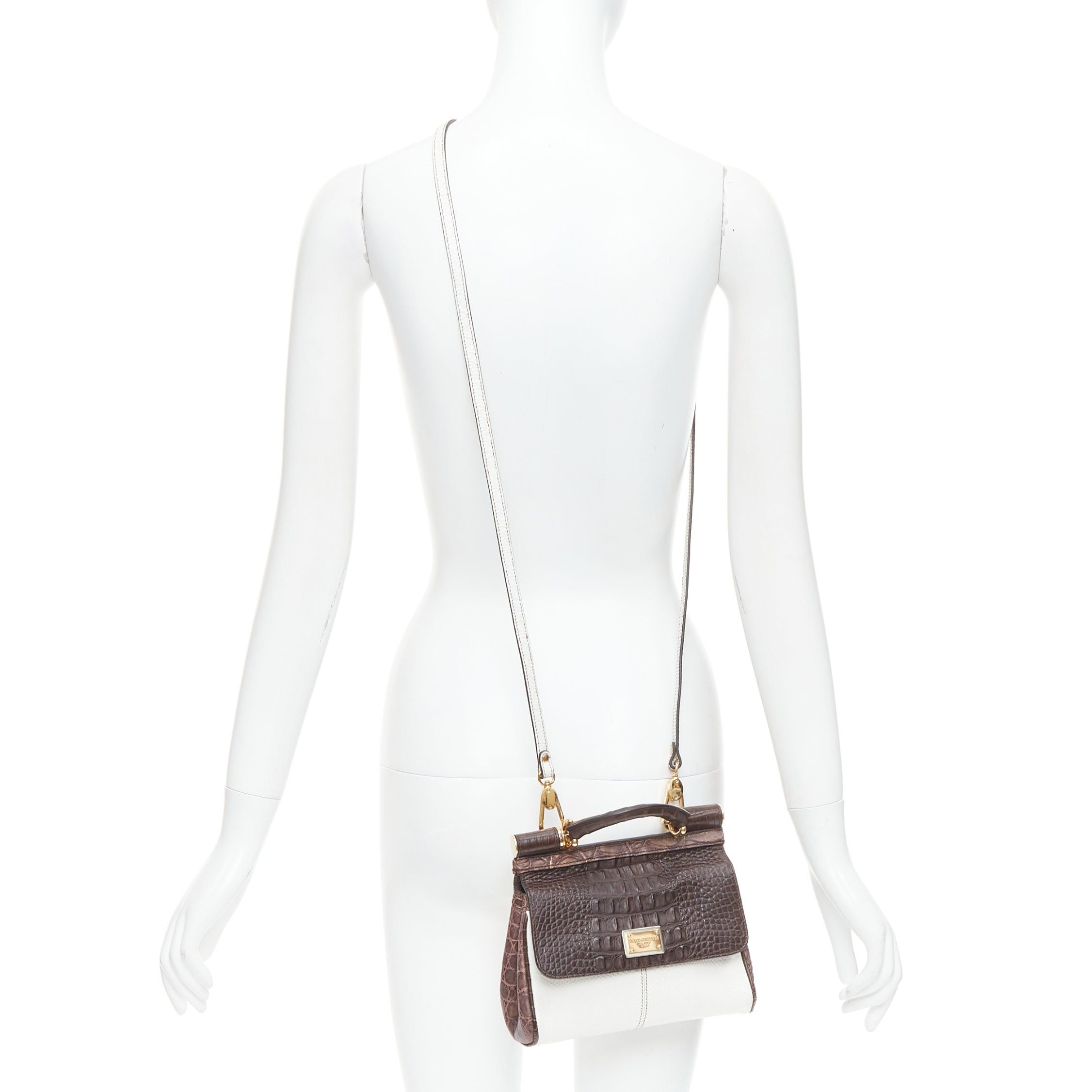 Dolce & Gabbana DOLCE GABBANA Miss Sicily brown white mixed scaled leather crossbody bag Size ONE SIZE - 2 Thumbnail